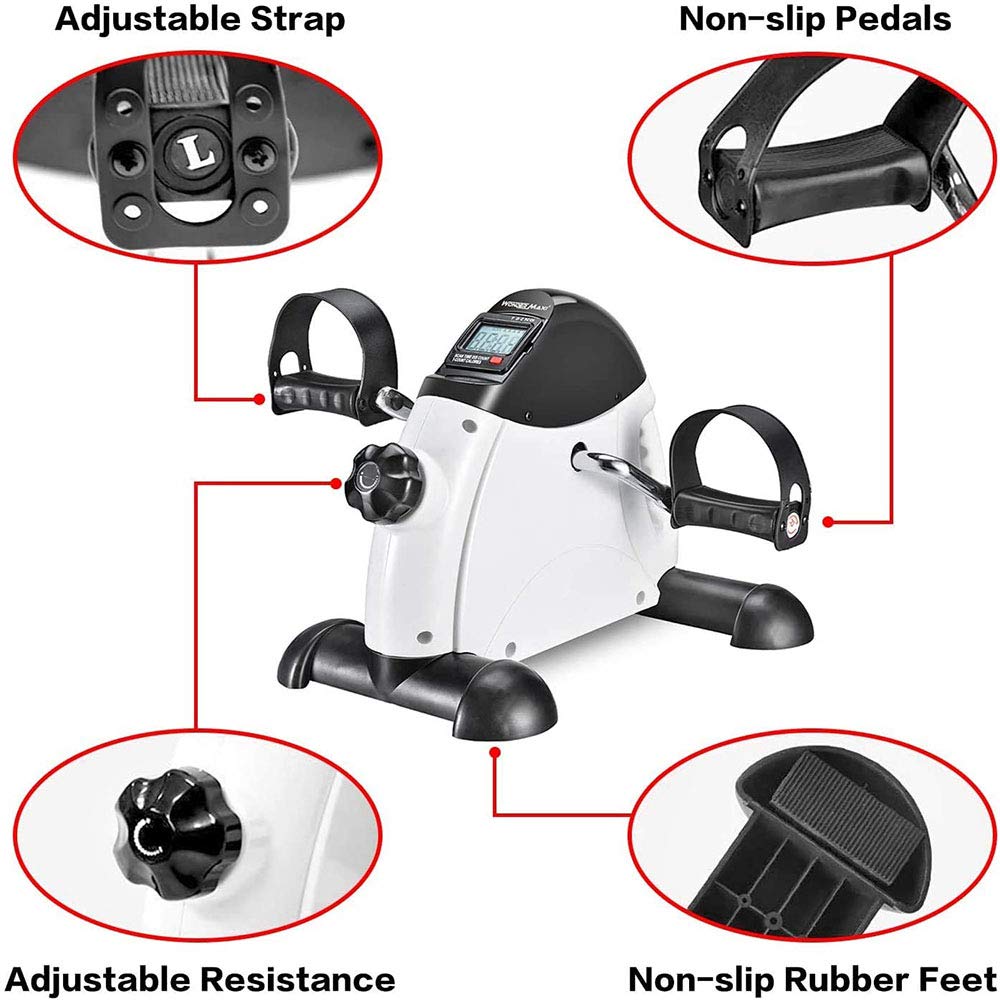 Mini rower treningowy z regulowanym oporem Wyświetlacz LCD Urządzenie fitness do treningu nóg, poręczny, lekki, łatwy do przechowywania