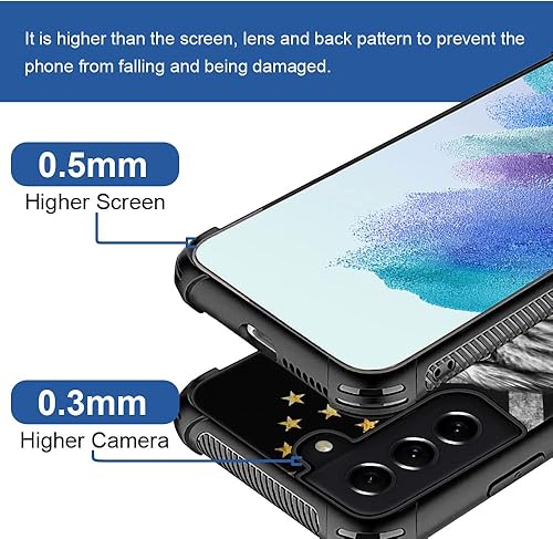 Vista 3 de Funda compatible con Samsung Galaxy S21 Plus, diseño gráfico de bandera de águila en blanco y negro, acrílico, a prueba de golpes, antiarañazos