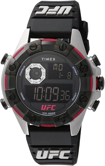 Timex TW2V86700 UFC Mens Watch, Quartz, Water Resistant to 10 ATM, Mineral Glass, Black Dial, Genuine
