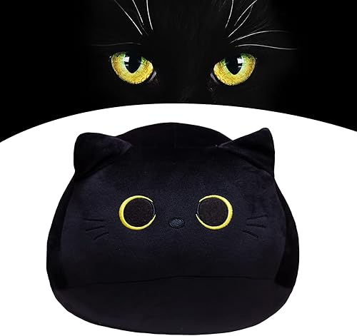 Peluche de gato negro, almohada de gato, juguete de peluche de gato negro, peluche creativo de gato negro, almohada de gato negro, regalo de gato