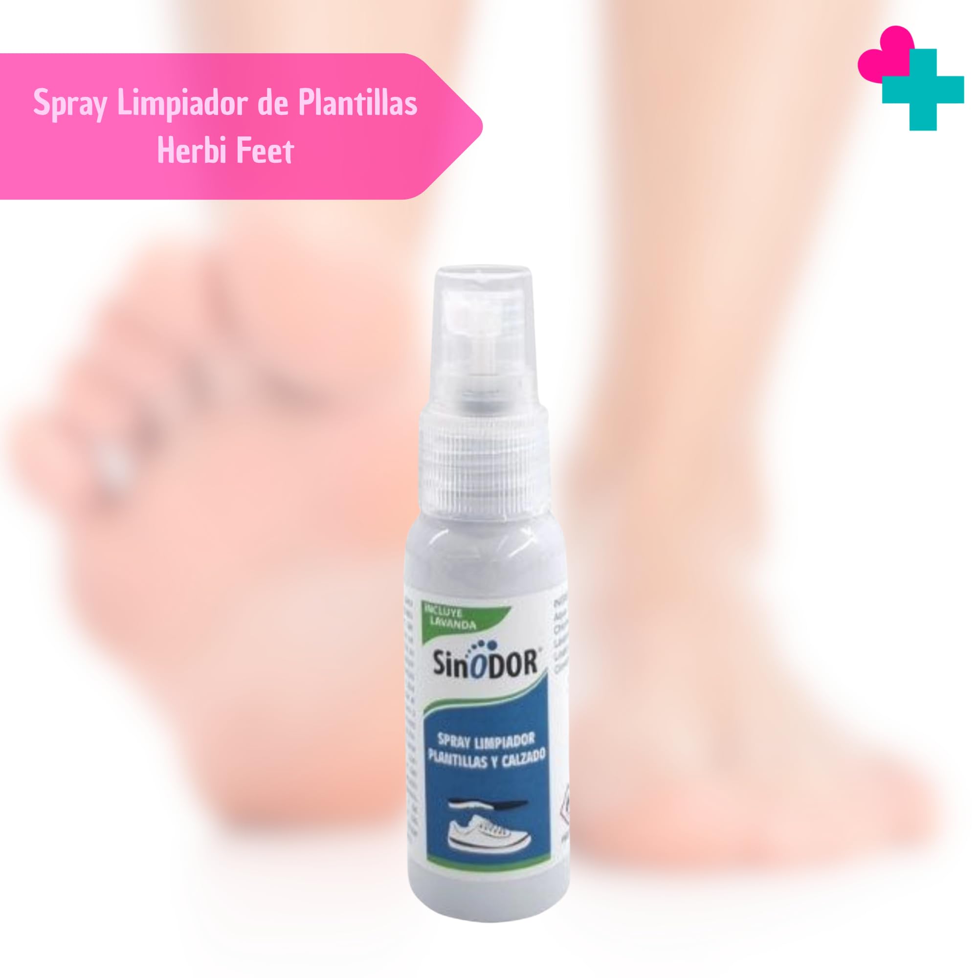 Spray Limpiador de Plantillas Herbi Feet 30 ml. Spray Antiolor Calzado y Pies. Spray Desinfectante Zapatos Portátil Antibacteriano y Fungicida. Higienizante Plantillas