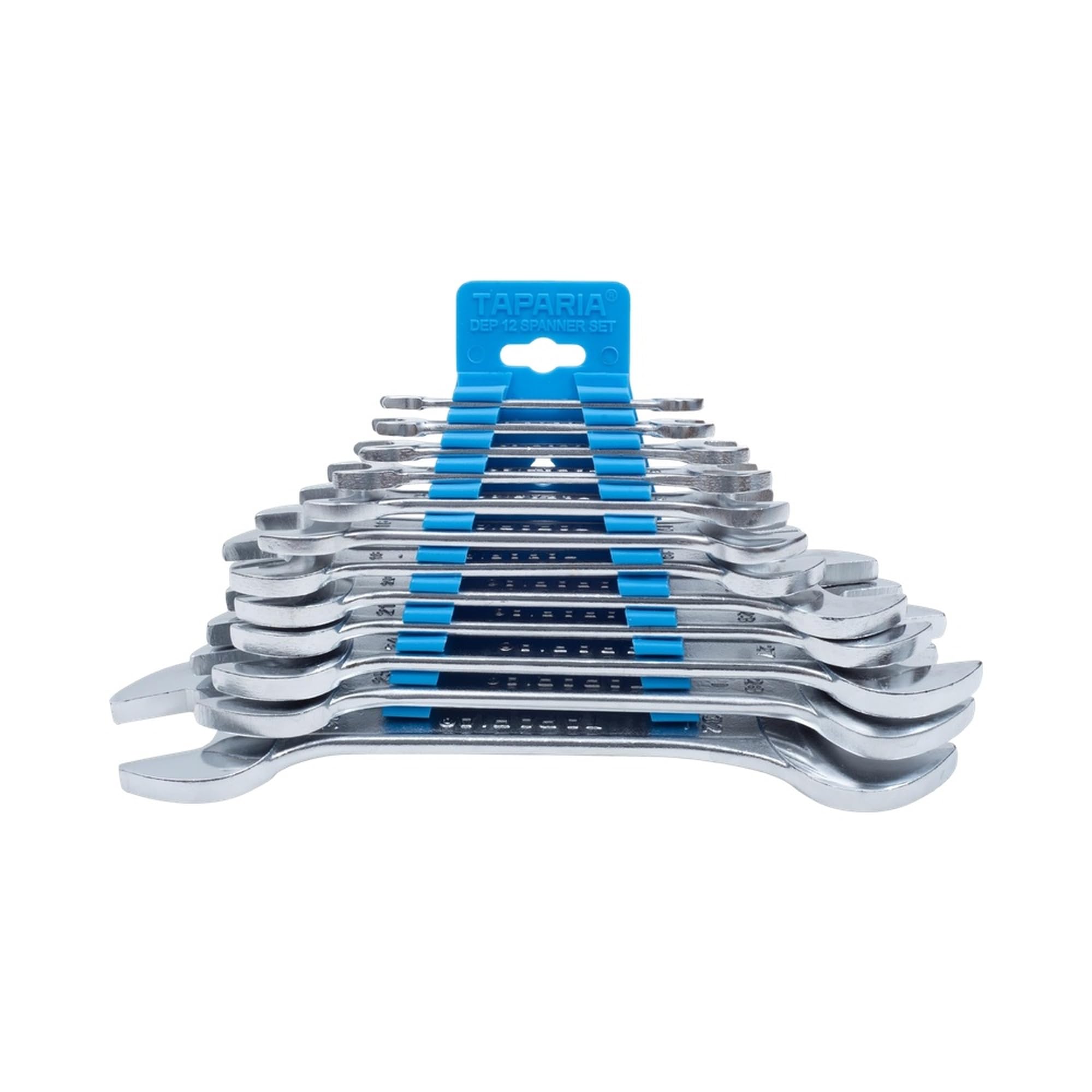 TAPARIA DEP12HP (12 Pc) Spanner Set-6x7 to 30x32mm Double Side Open End Wrench, Wall Hanging-High Grade CrV Steel Forged-Rust Prevention Coating-Professional Mechanic Tool Set-DIY, Home, Professional-image-47