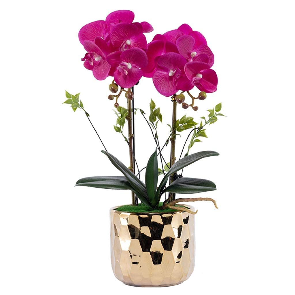 AYCDL Artificial Flower Set, Orchid Flowers Artificial for Decoration Fake Phalaenopsis Bouquet with Vase for Home Decoration Table Decoration Beautiful Artificial Flowers and