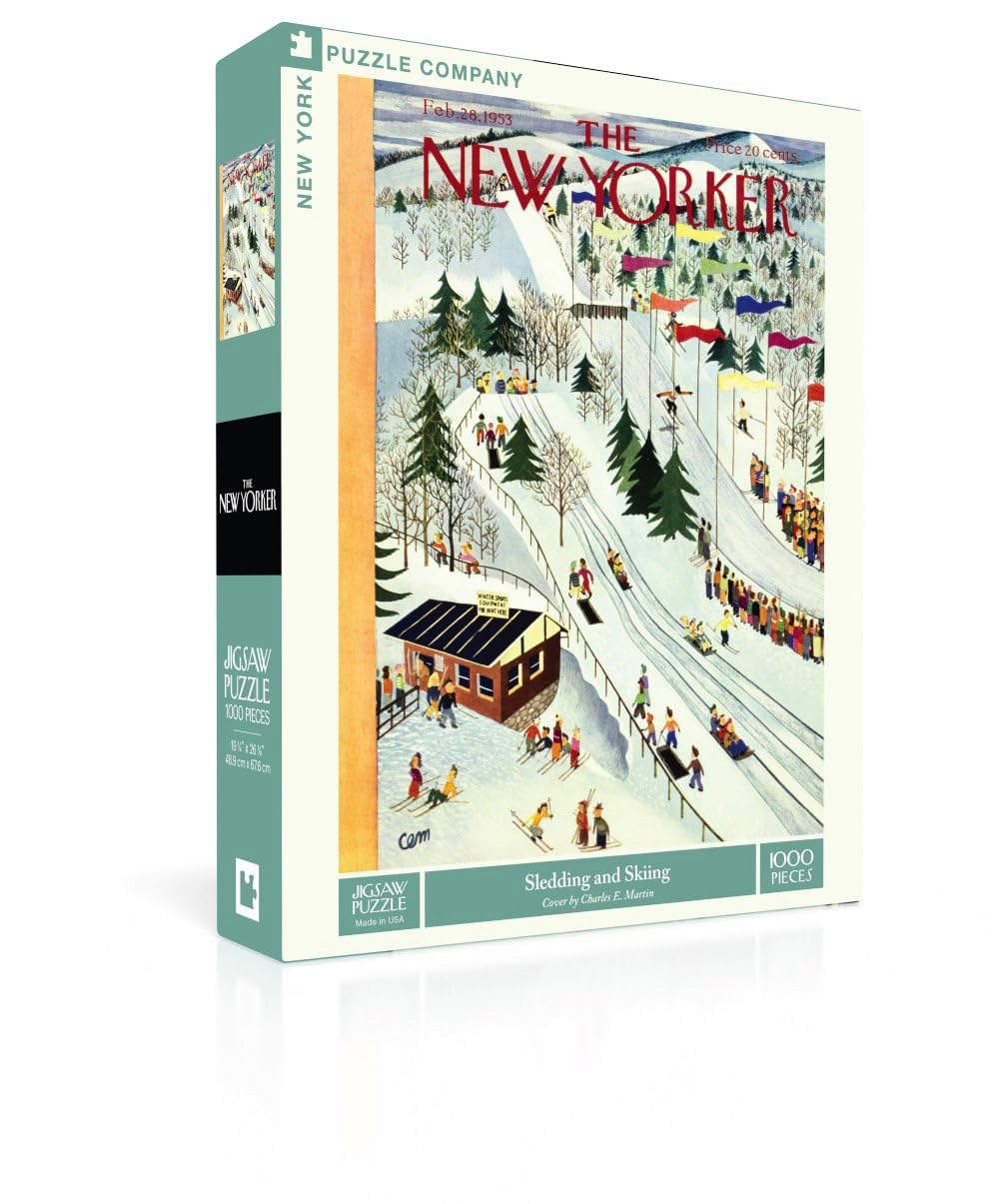 New York Puzzle Company - New Yorker Luge et Ski – Puzzle de 1000 pièces pour adultes par Charles E. Martin