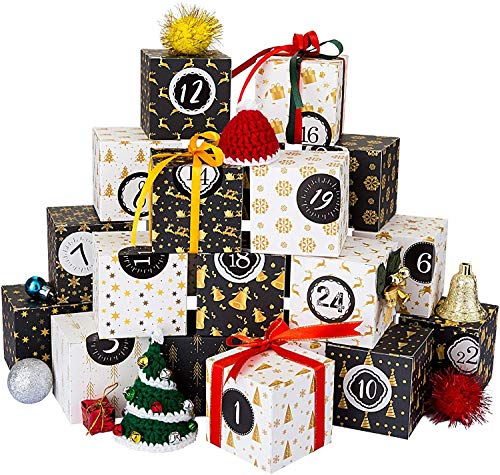 Kesote 24 Cajas 7x7x7cm Cajas de Caramelos Dulces Bombones con 24 Pegatinas...