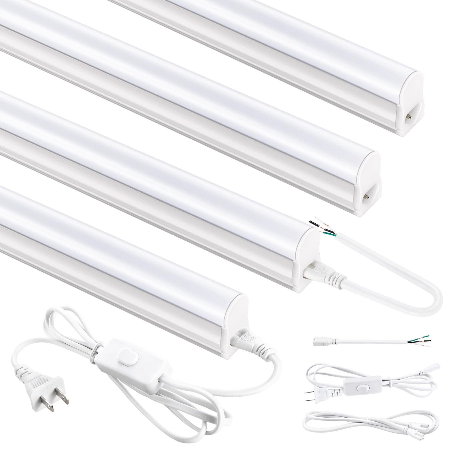 4FT LED Shop Lights 2300LM 6500K Bright White LED Integrated Fixture 20W Linkable Garage Light Ceiling and Cabinet