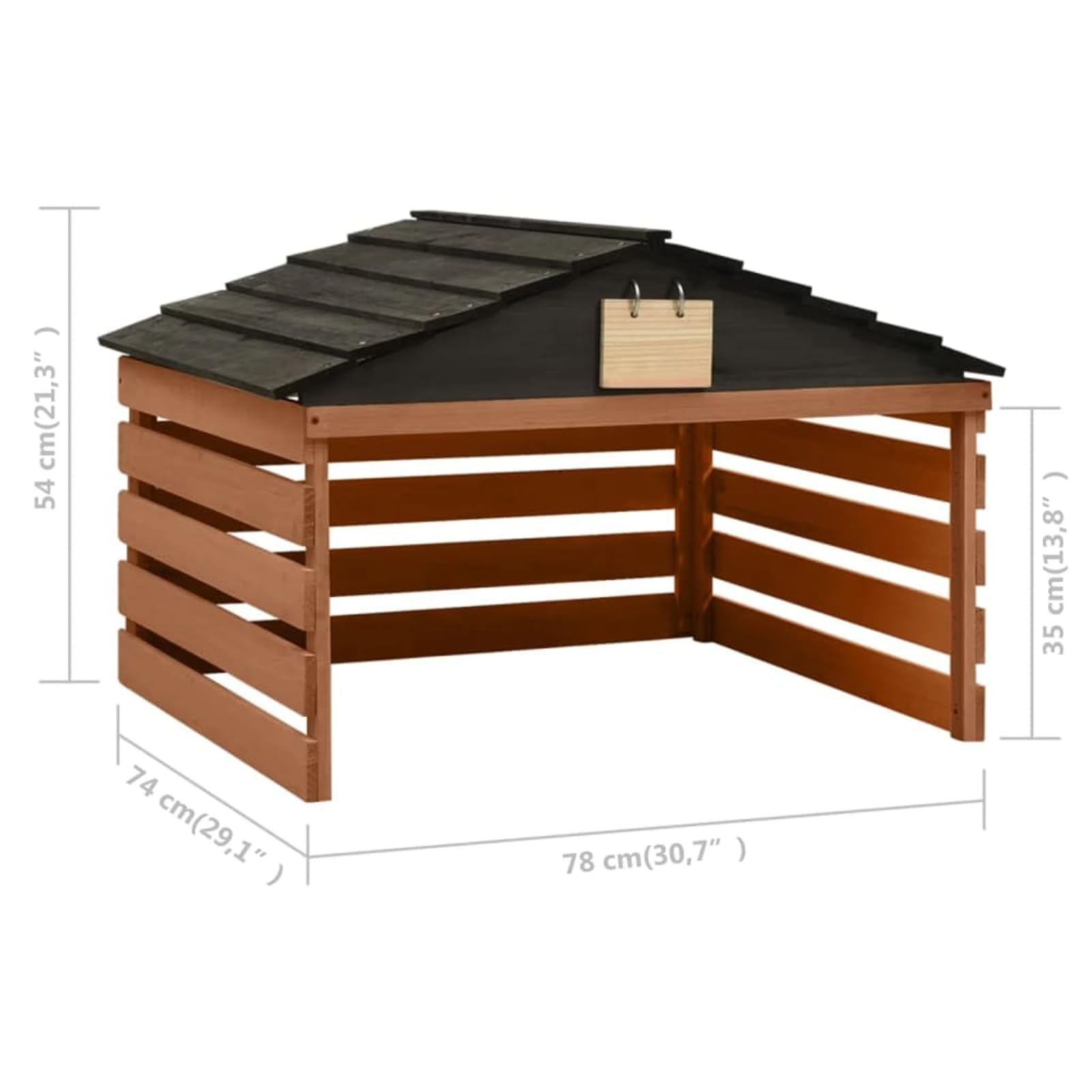 Gecheer Mähroboter-Garage Schwarz und Braun 78x74x54 cm Tannenholz, Mähroboter Garage Rasenmäher Haus für Garten Terrasse Rasen315301