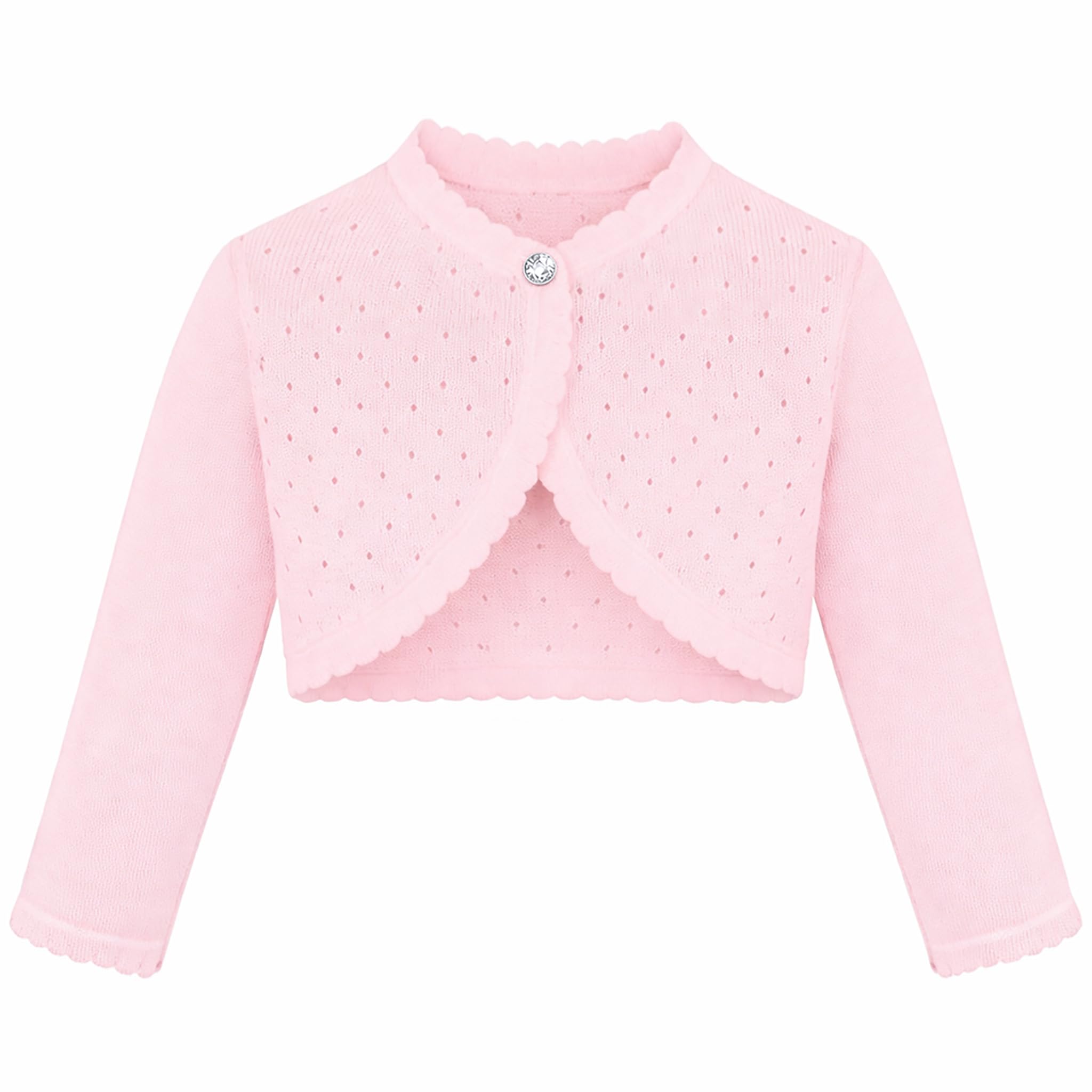 Lilax Little Girls' Knit Long Sleeve One Button Closure Bolero Shrug