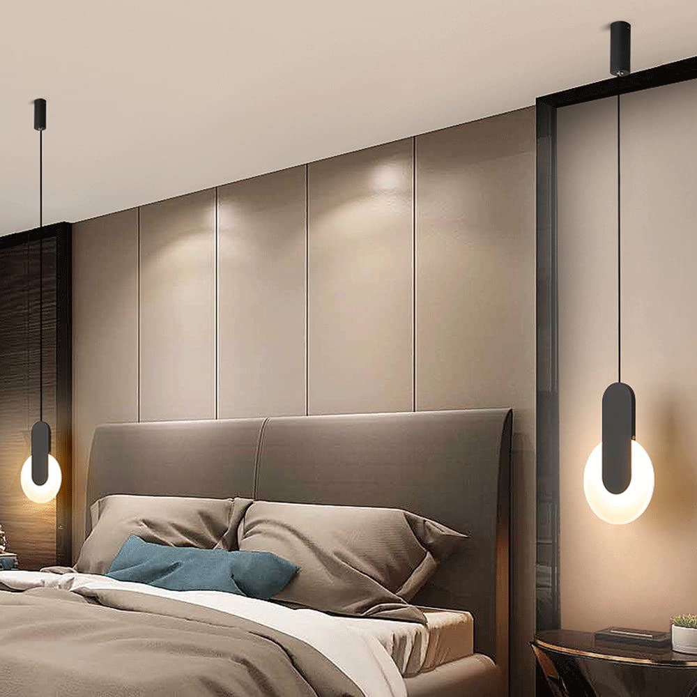 Moderna lampada a sospensione da comodino per camera da letto a LED da 5 W, mini luce d'atmosfera, luci a sospensione in acrilico frisbee creativo, lampade a sospensione per illuminazione decorativa m