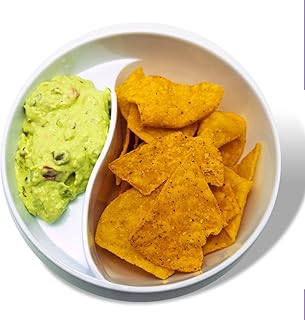 Multi Use 2 Part Food Bowls (Pack of 4) - BPA-Free Stackable Bowls With Side Section For Sauces, Sprinkles & Dips - Durabl...