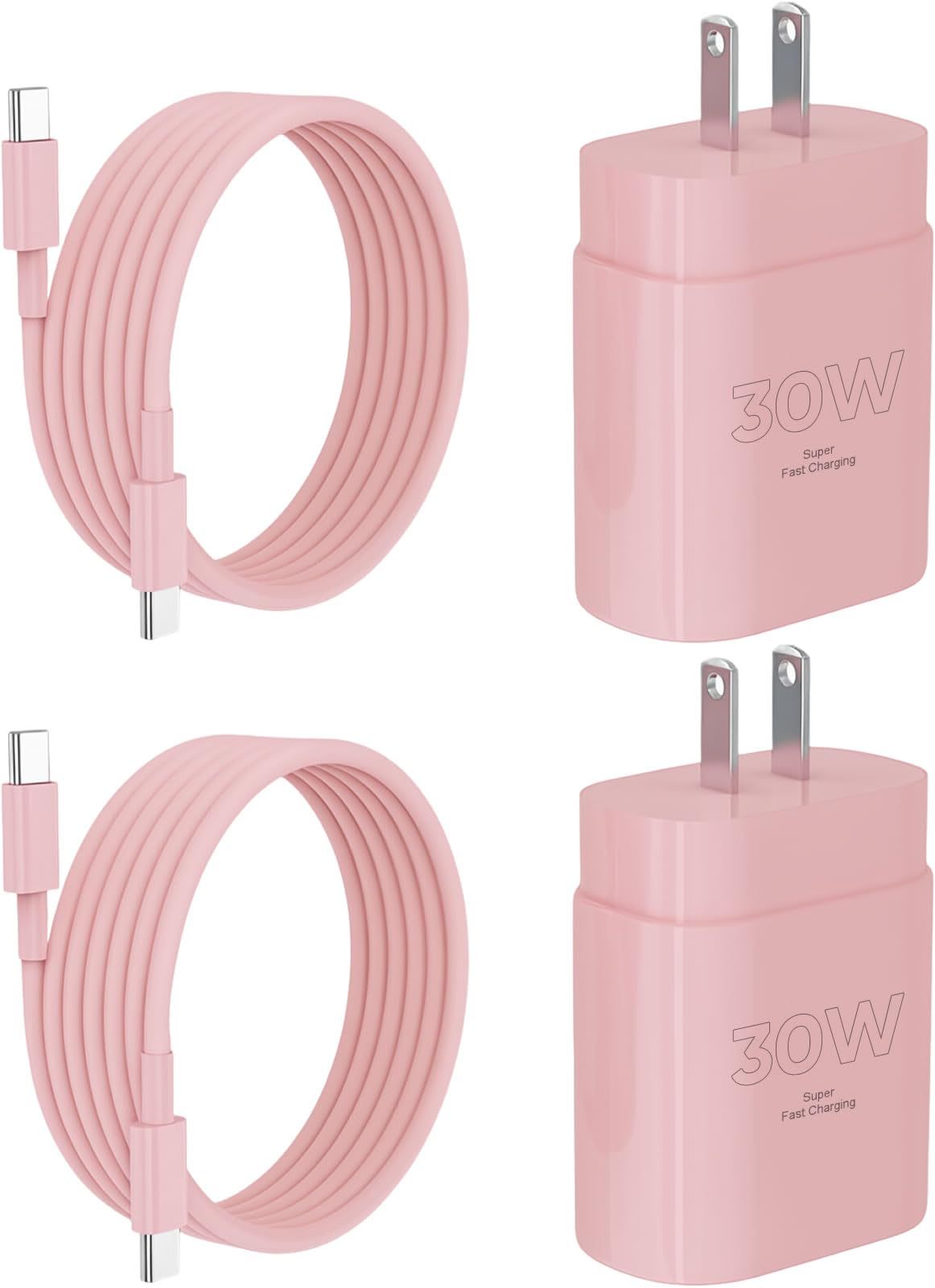 iPhone 17 16 15 Charger Fast Charging 10FT Cable, 30W USB C Charger Block for i Phone 15 16 16e 17 Air Plus Pro Max/iPad Pro/AirPods, PD USBC Power Adapter Wall Plug & Type C to C Cord (Pink, 10FT)