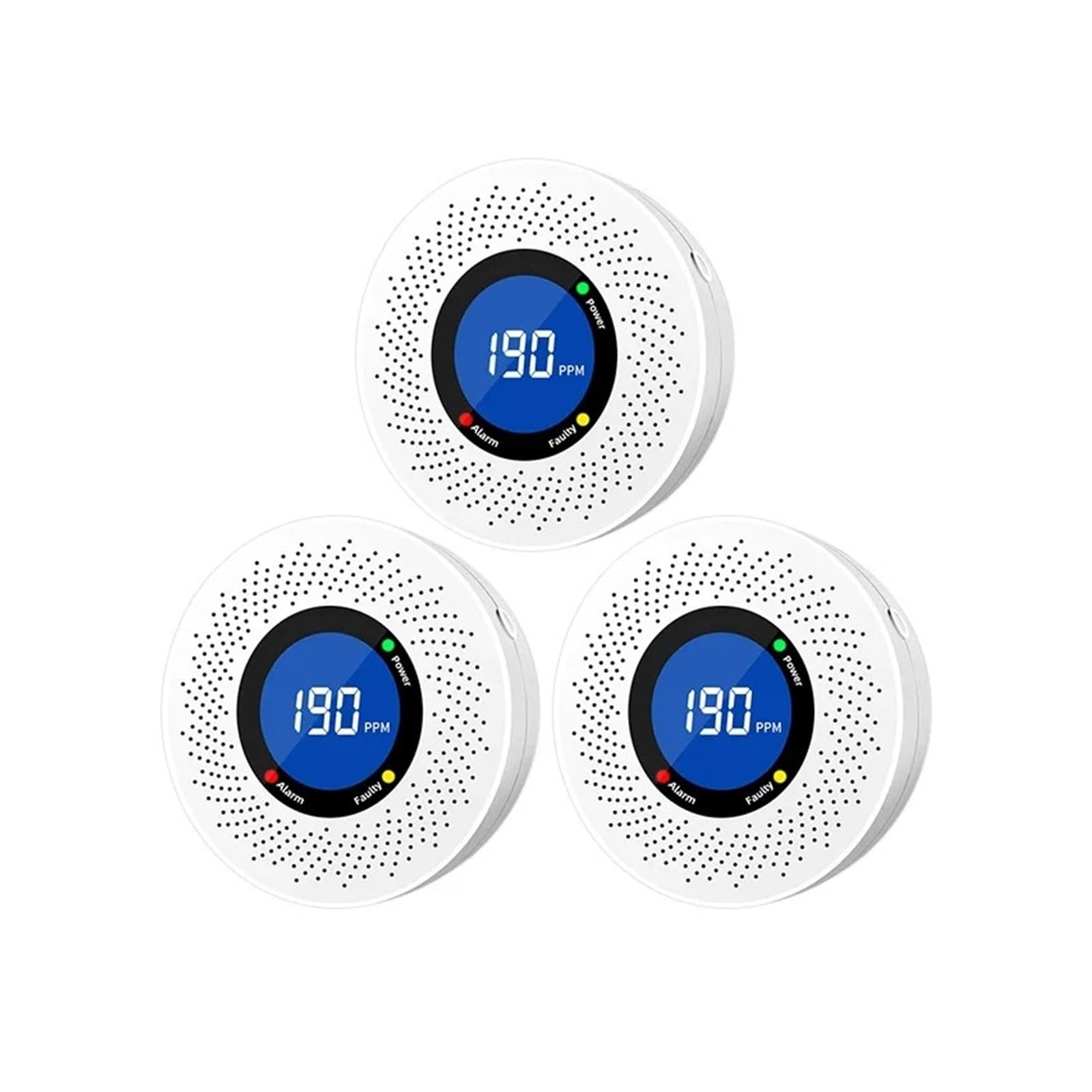Mierniki jakości powietrza, Samodzielny czujnik tlenku węgla Alarm CO z wyświetlaczem ekranowym Zasilany bateryjnie(3-PCS)