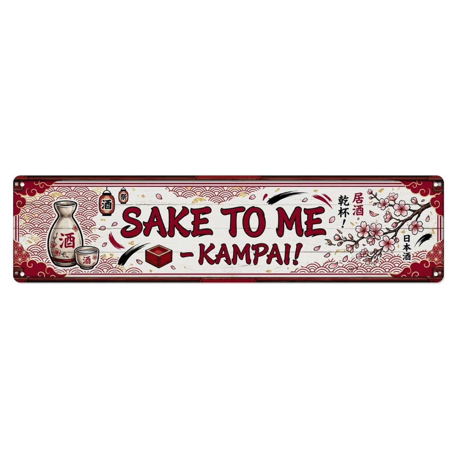 Sake Traditional Restaurant Beverage Metal Tin Sign Plaque Wall Decor for Cafe, Club Bar, Office, Home Garden Metal Poster 4x16Inch