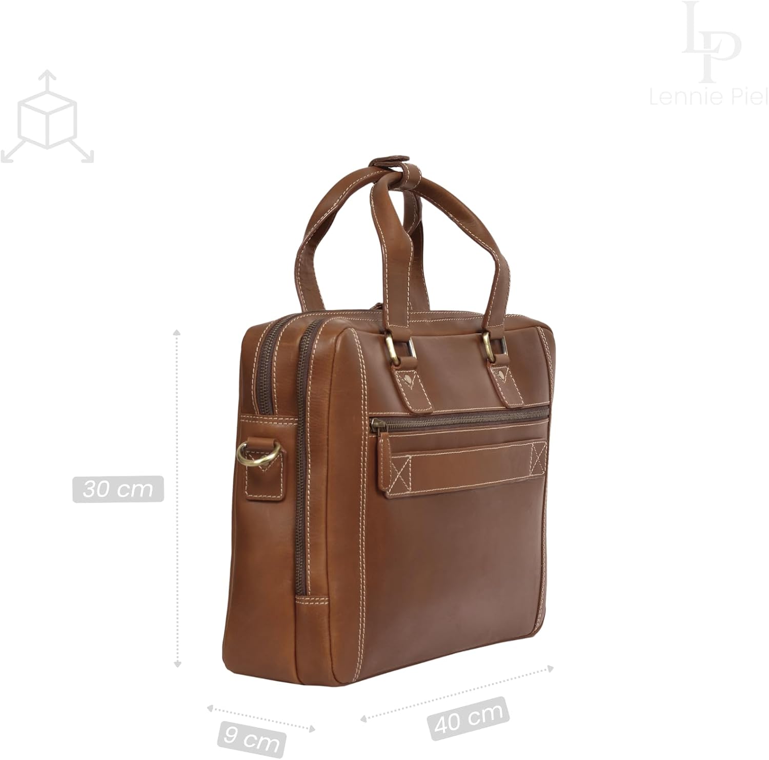 Full Grain Handmade Leather Messenger Bag – Twin Compartment 15.6" Laptop Briefcase Satchel for Men & Women
