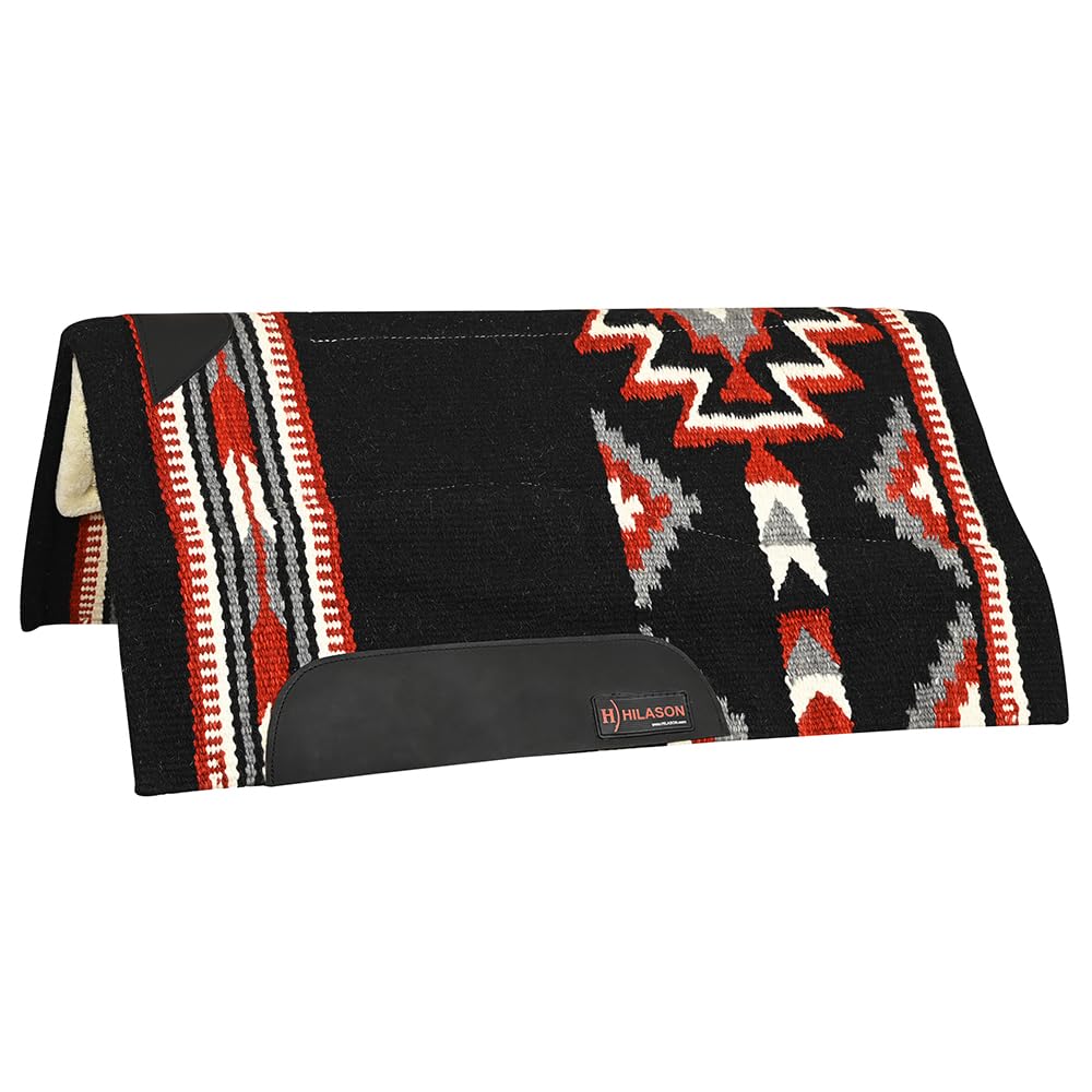 HILASON 32x32 in Western Horse Saddle Wool Blanket Pad Fur Padding Blue | Saddle Pads| Horses Saddle Pads| Horse Riding Pads