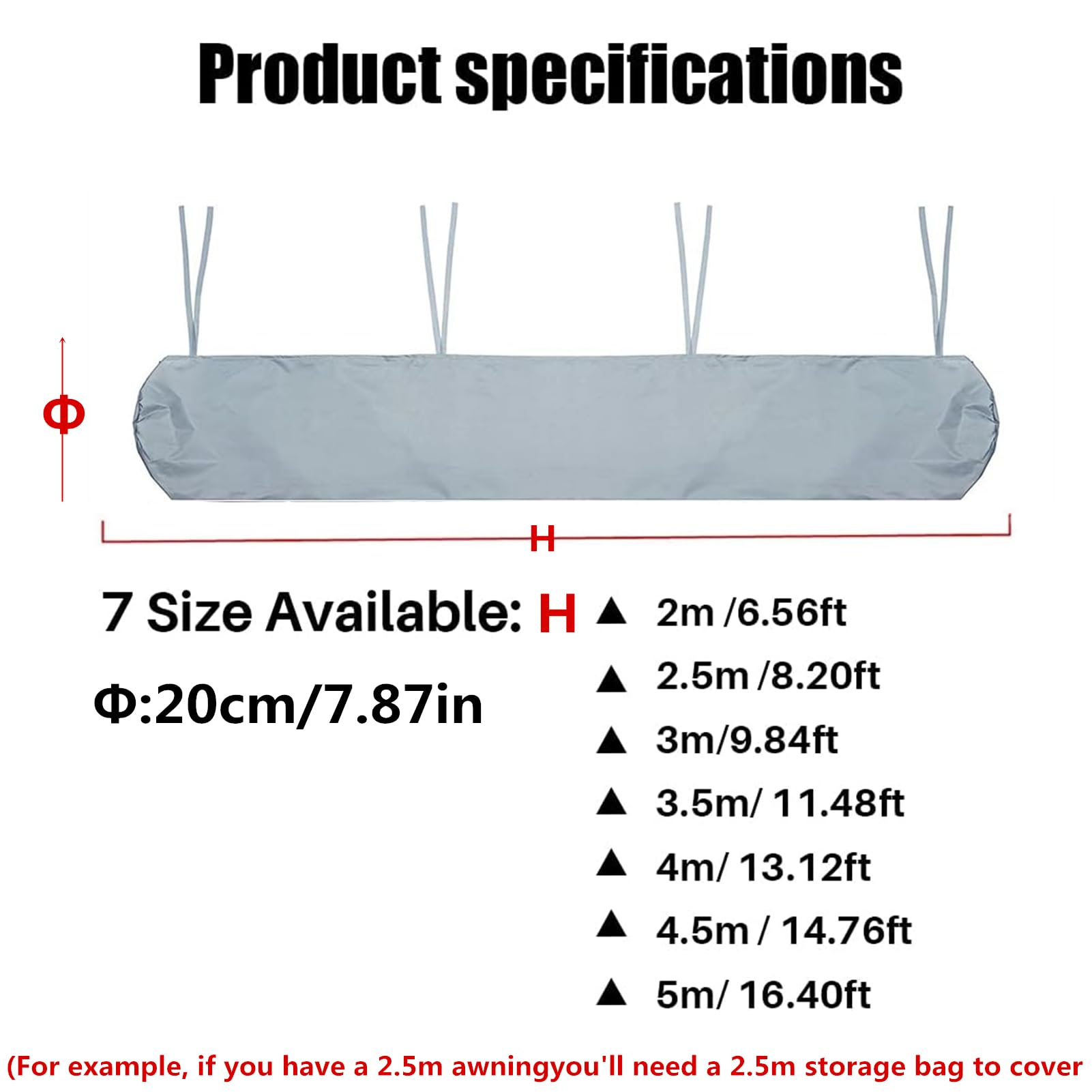 Sac De Protection pour Store Banne, Housse De Protection Anti-poussière pour Auvent De Terrasse Jardin De Auvent Housse De Rangement pour Auvent De Terrasse, Imperméable en Hiver (3m,Grey)