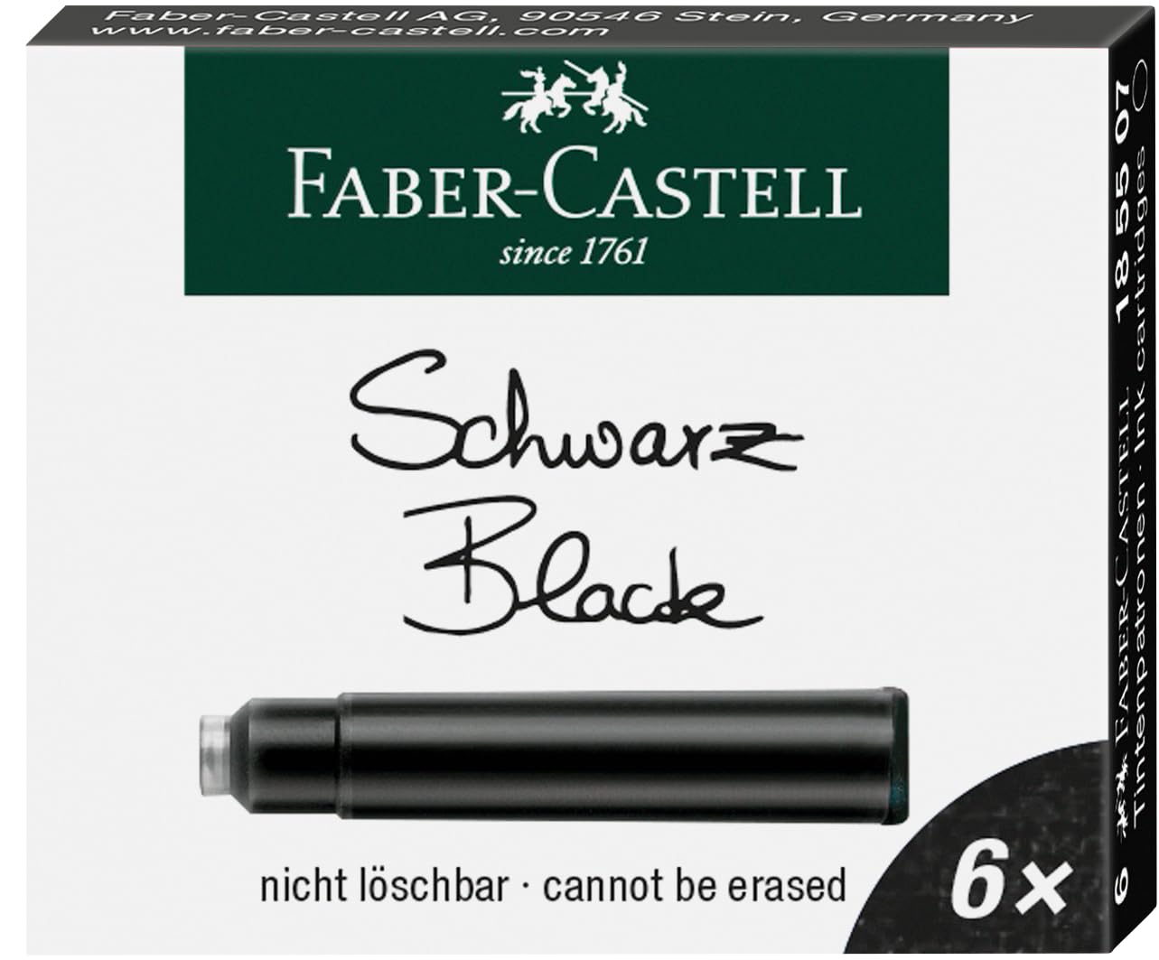 Faber-Castell Ink Cartridges Standard – Pack of 6 in Folding Box
