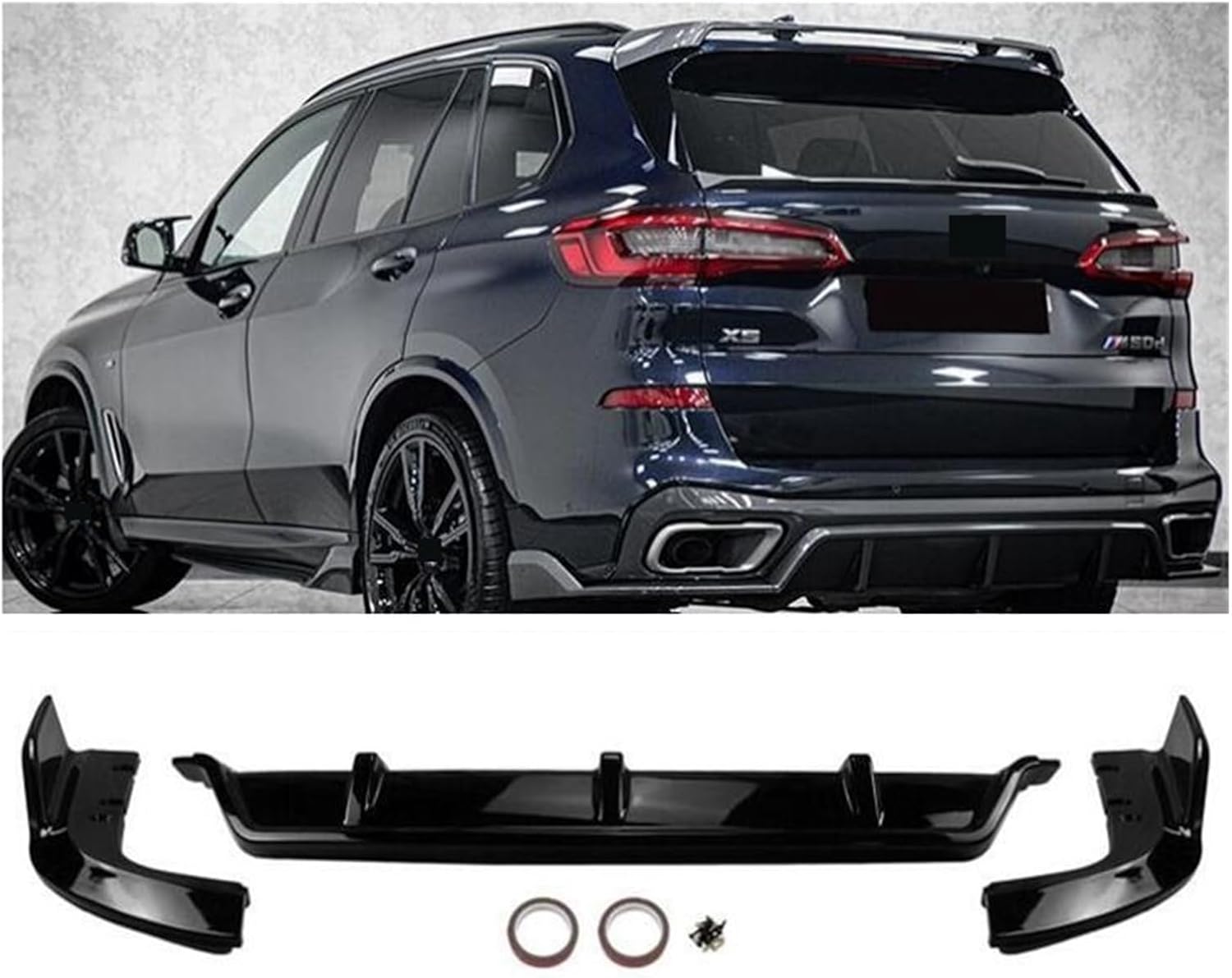3 ピース/セット ABS カーボンリアバンパースポイラーリップスプリッターディフューザー、BMW X5 G05 2019 2020