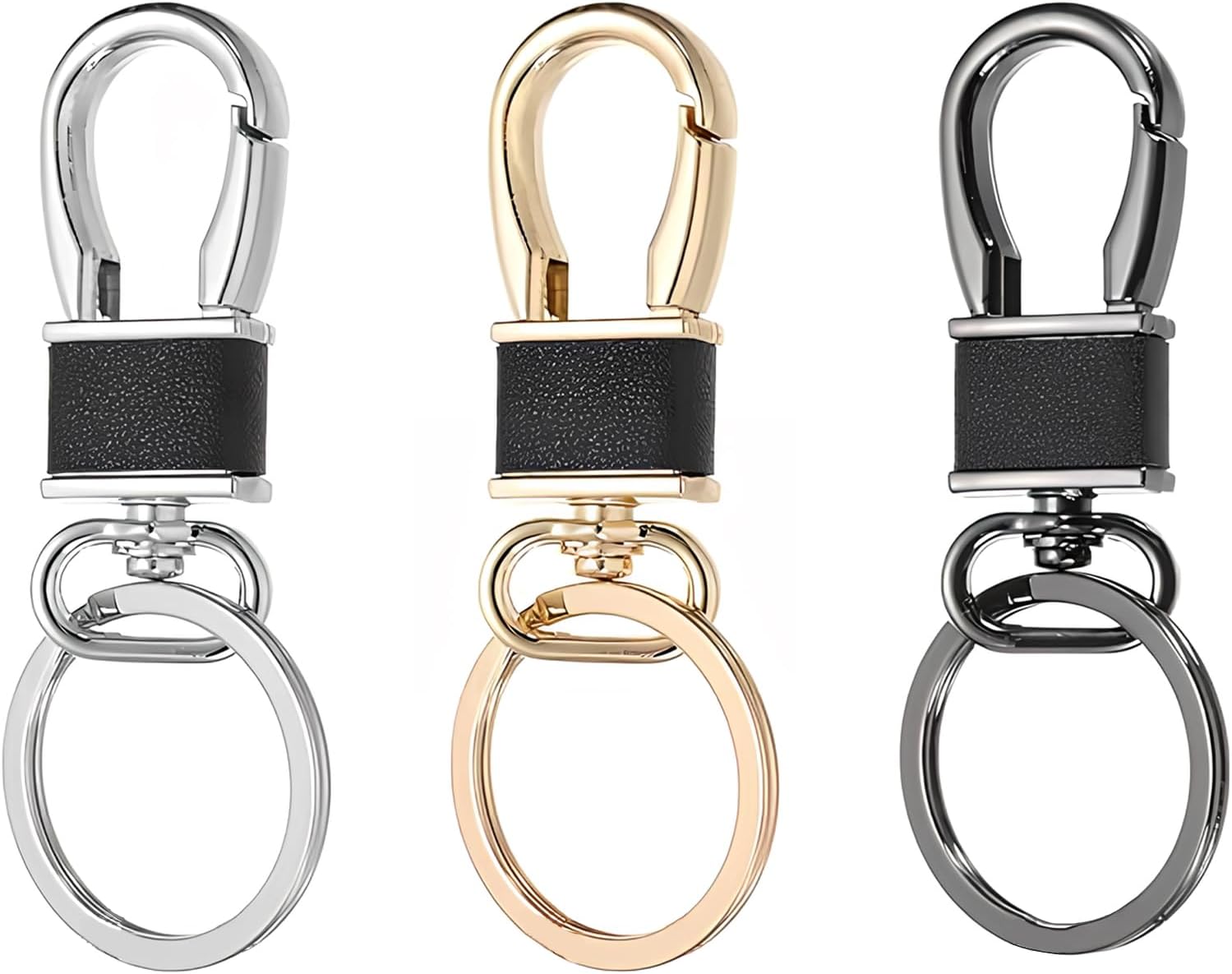 3 PCS Keychain Clip,Keyring for Men Women,Leather Key Chain Ring Holder Organizer for Home Car Keys