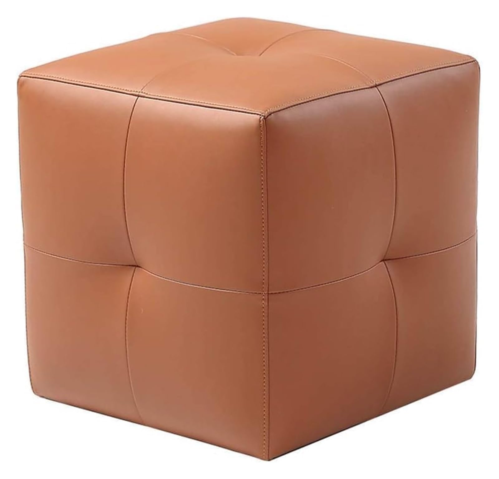 Tabouret à chaussures carré en cuir marron de 42 cm haute densité