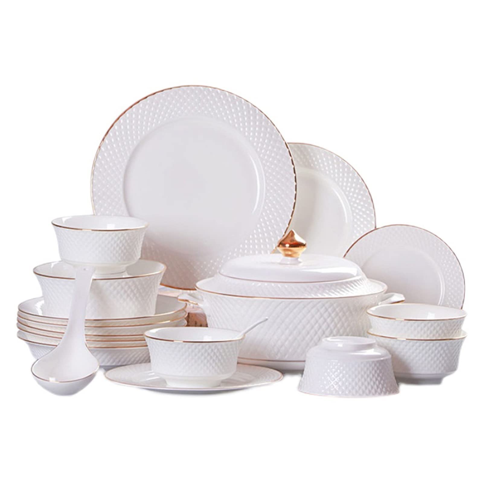 Zestawy obiadowe Zestaw naczyń, Zestaw ceramicznych zastaw stołowych, Zestaw 60-częściowy z białej porcelany, Spersonalizowany zestaw talerzy kuchennych i misek