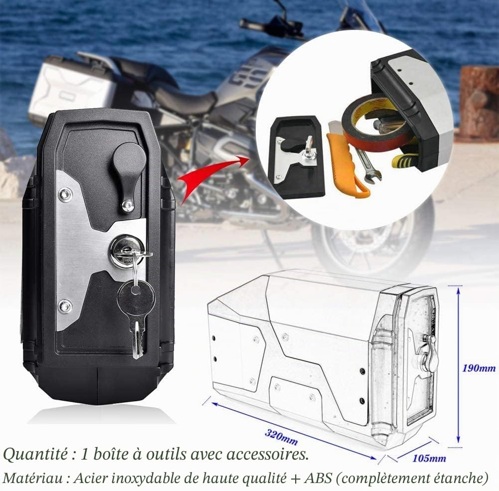 Boîte à Outils de Rangement latérale pour Moto Compatible avec R1250GS R 1250GS R1200GS R 1200 GS LC ADV Adventure F750GS F850GS F 750 GS F 850 GS Valise latérale en Plastique ABS étanche