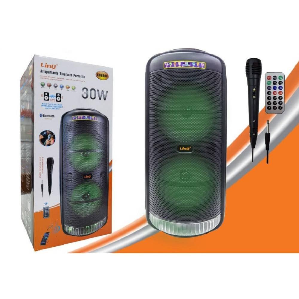 Trade Shop - Altoparlante Speaker Cassa Bluetooth Portatile Kb8808 30w Microfono Telecomando