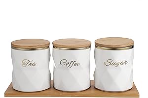JUXYES Luxurious Ceramic Canisters for Tea, Coffee, Sugar Storage