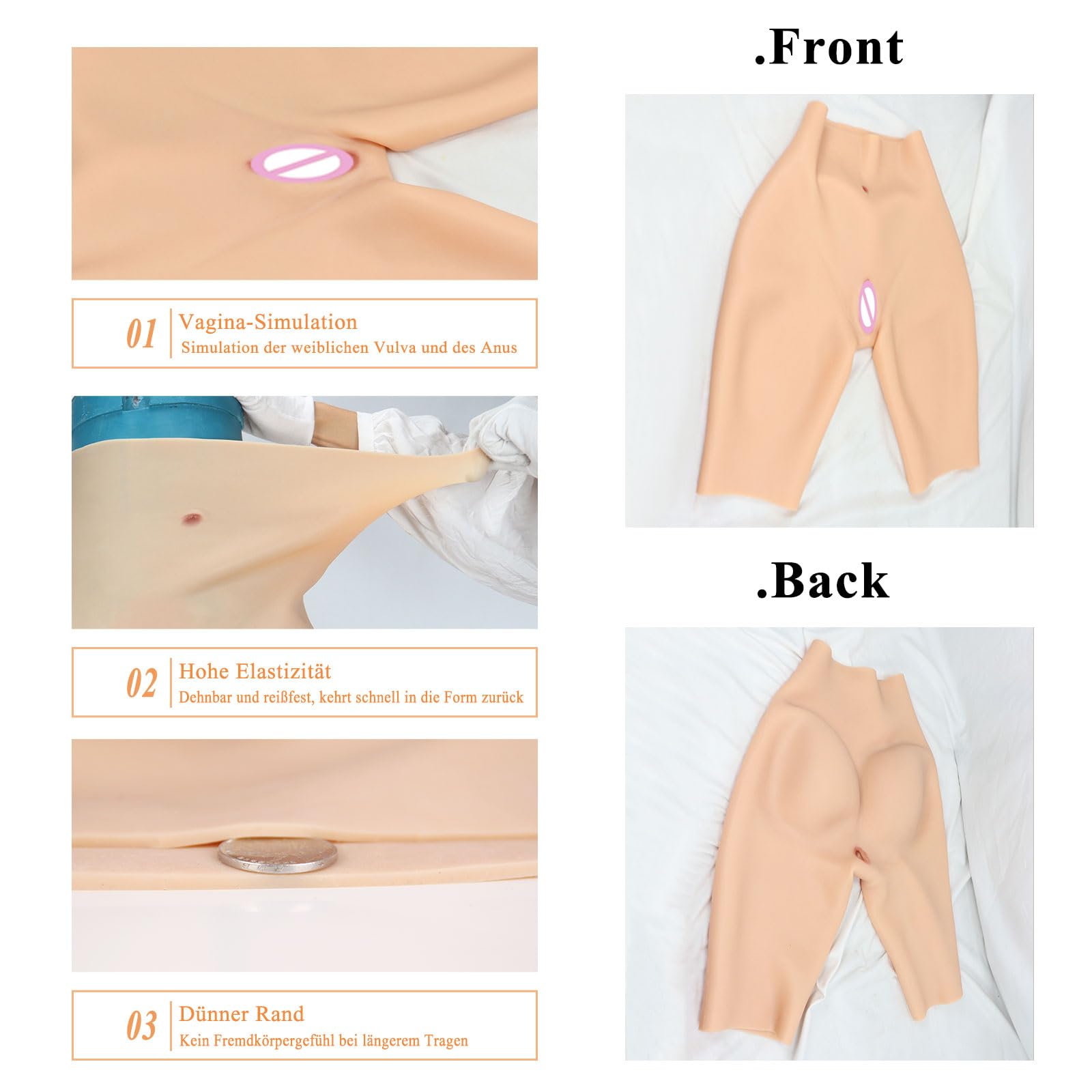 XSWL Silikon Realistic Vagina Höschen Pussy Pants Transgender Sexy Fake Vagina für Shemale Transgender Drag Queen Enhancer Hip Up Unterwäsche