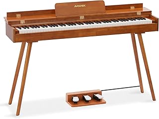 AODSK Digital Piano 88 Key Full Size Weighted Keyboard Overall Solid Wood Frame for Beginners with Sheet Music Stand Triple Pedal Power Adapter
