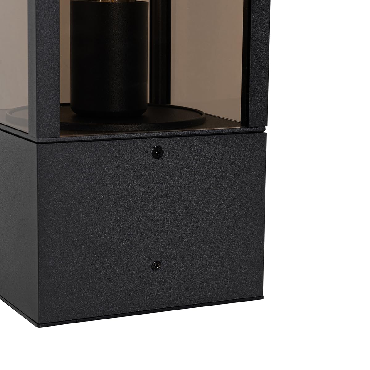 Qazqa Modern außen Pollerleuchte, Wegeleuchte, Pollerlampe für den Garten - Charlois - Schwarz mit Rauchglas, max. 40W, Geeignet für LED, 40cm, IP44, Rechteckig