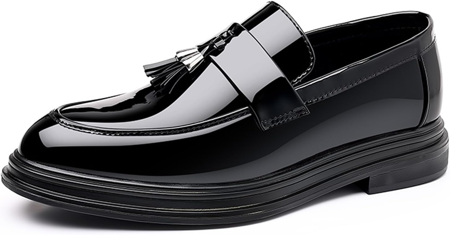 Men's Trendy Tassels Patent Leather Loafers Slip-On Business Casual Dress Shoes Elegant Luxury Penny Shoes - Image 3
