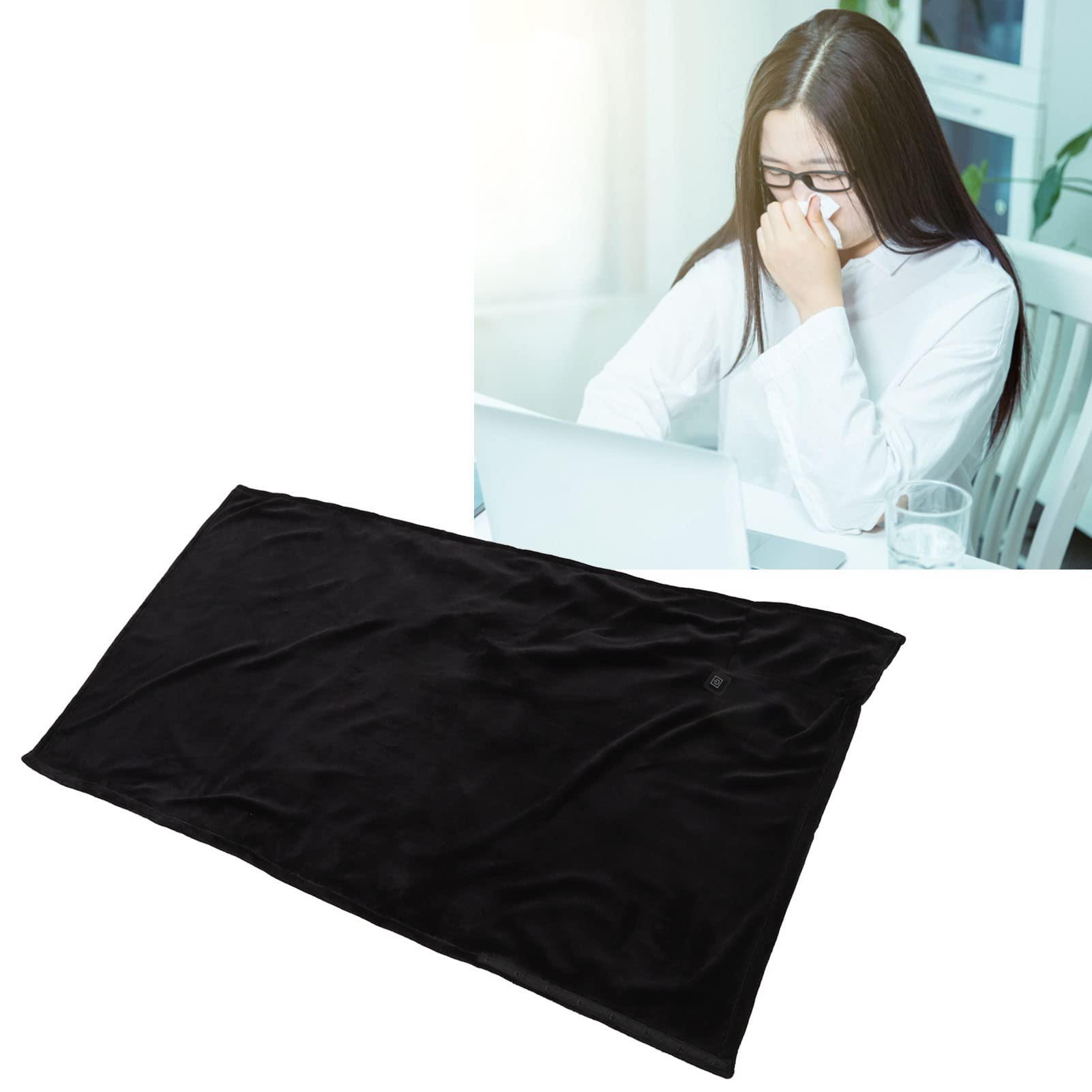 Coperta Riscaldata USB Portatile, Morbido Scialle Riscaldato Lavabile in Lavatrice Portatile con Controllo della Temperatura Getta Coperta Riscaldata Elettrica Senza Fili (Black)
