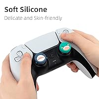Vista 2 de GeekShare Cute Shark Dinosaur Playstation 4 Controller Thumb Grips, Soft Silicone Thumbsticks Cover Set Compatible with Switch Pro Controller and