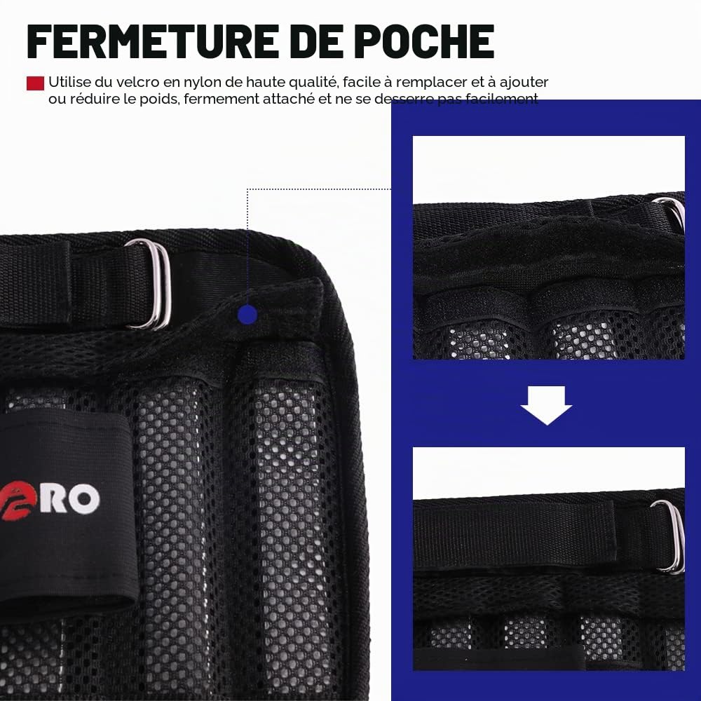 Lot de 2 poids de poignet réglables, poids amovibles pour poignet et cheville pour homme et femme, pour le fitness, la marche, le jogging, l'entraînement, la course à pied