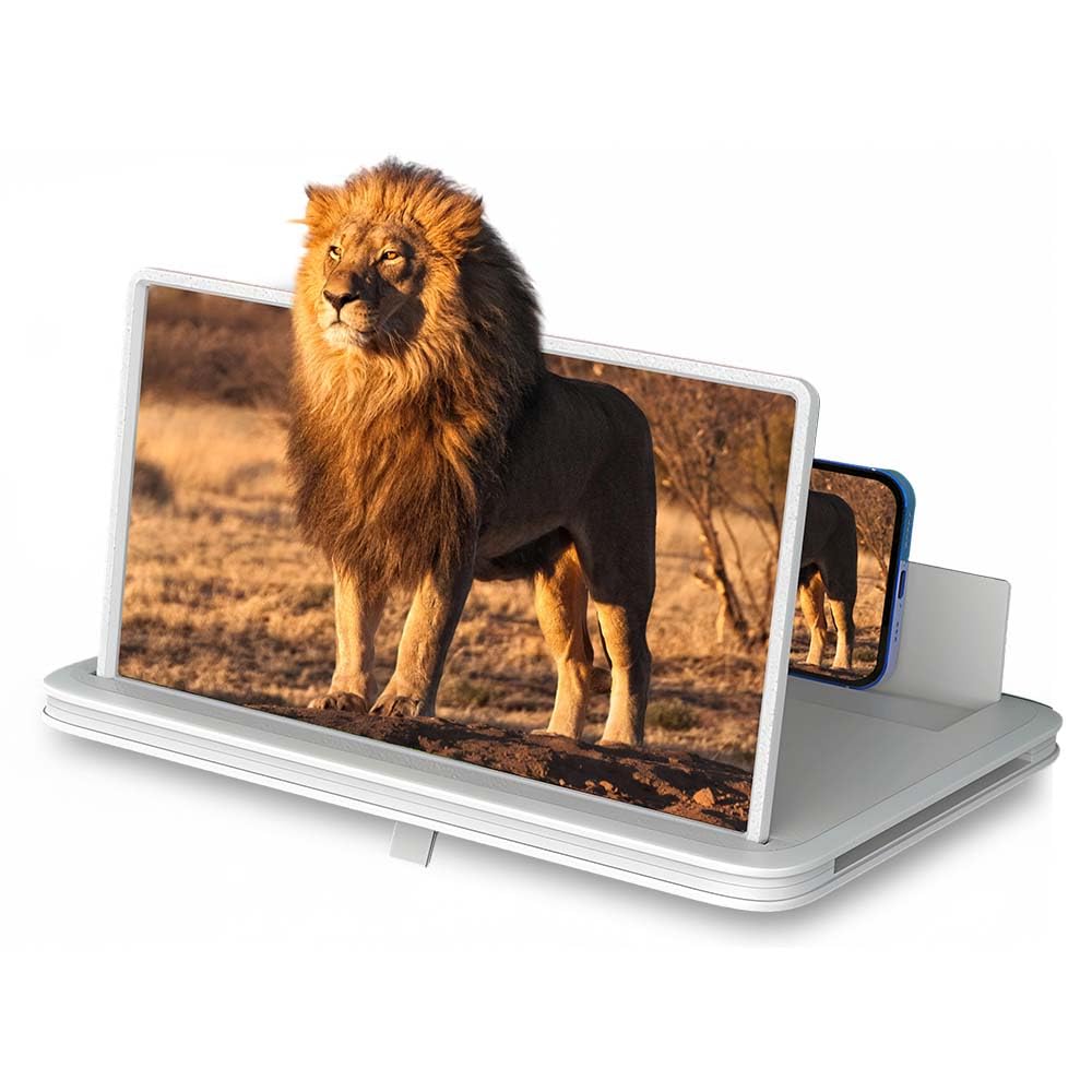 Screen Magnifier for Cell Phone, 2026 Upgrade Big Screen Phone Magnifier, Portable 3D Magnifier Projector, Foldable Stand with Movie Screen Amplifier for Travel (White, 10 in)
