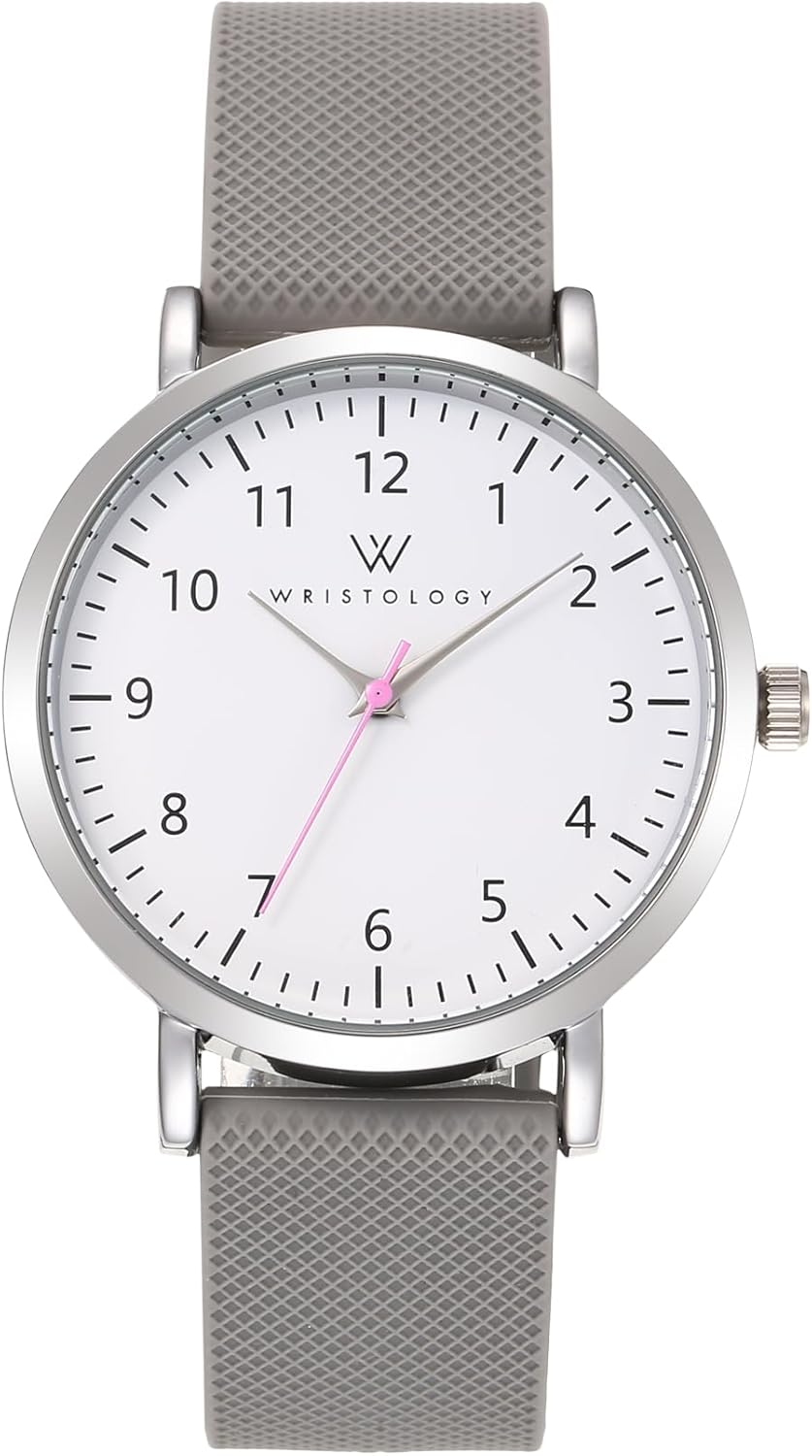 Wristology 2 Sizes Easy Change Band Numbers Watch Interchangeable Silicone Strap - Read Analog Face with Second Hand for Women, Men, Nurses, Teachers, Seniors, EMT Olivia