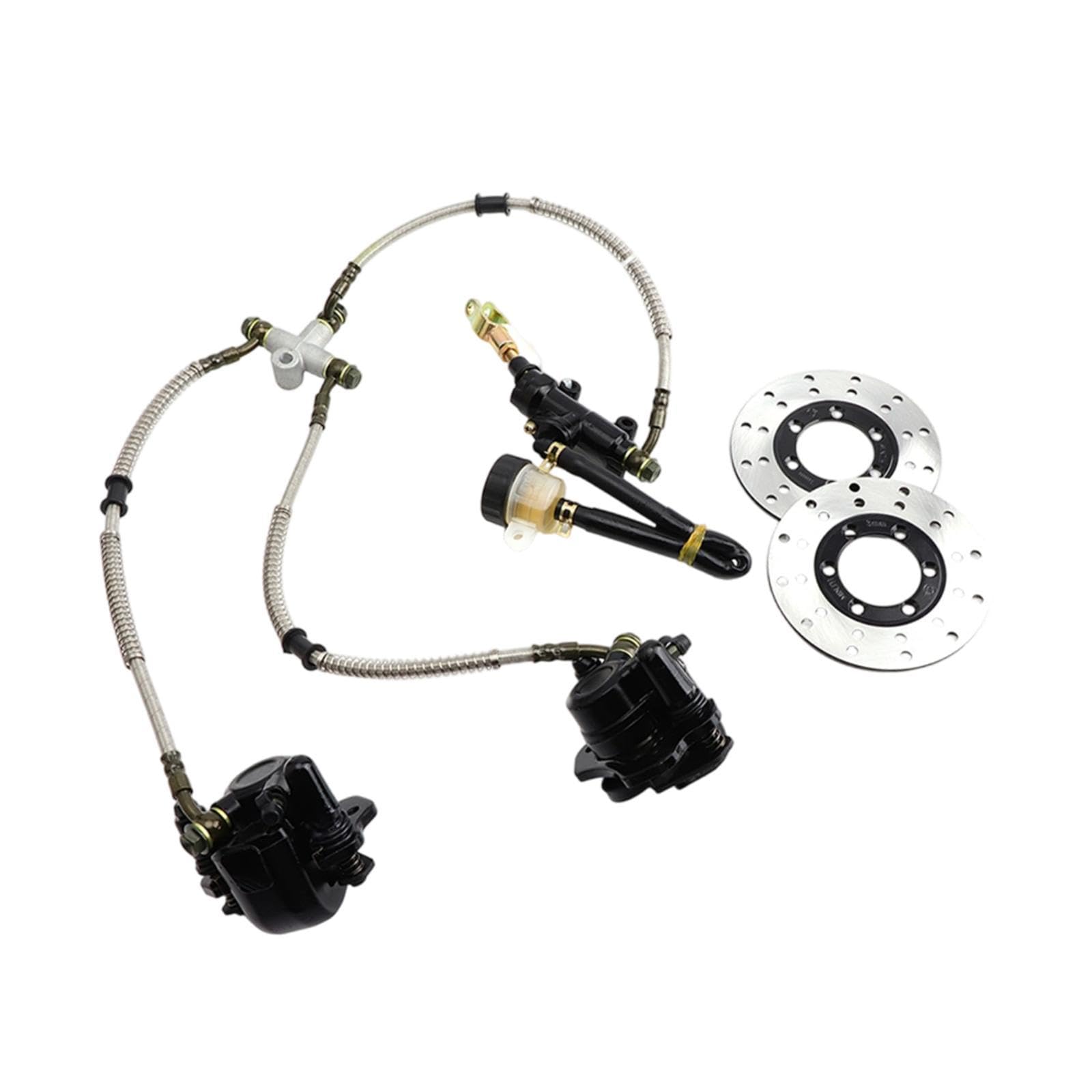 Go Kart Bremsen Hydraulische Hinterrad Bremsanlage mit Doppel Fußbremse Und Hauptzylinder, Metallkonstruktion für DIY Go Kart Strandbuggy Mini, mit Bremsscheibe