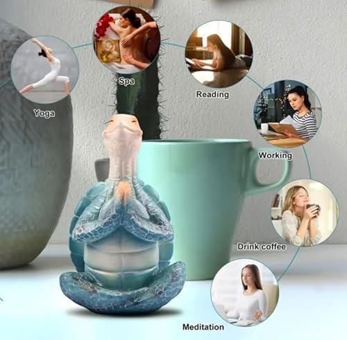 Miniatura 4 de Decoración de yoga de meditación de tortuga marina, decoraciones costeras de playa, estatua de resina zen para oficina en casa (2 unidades)