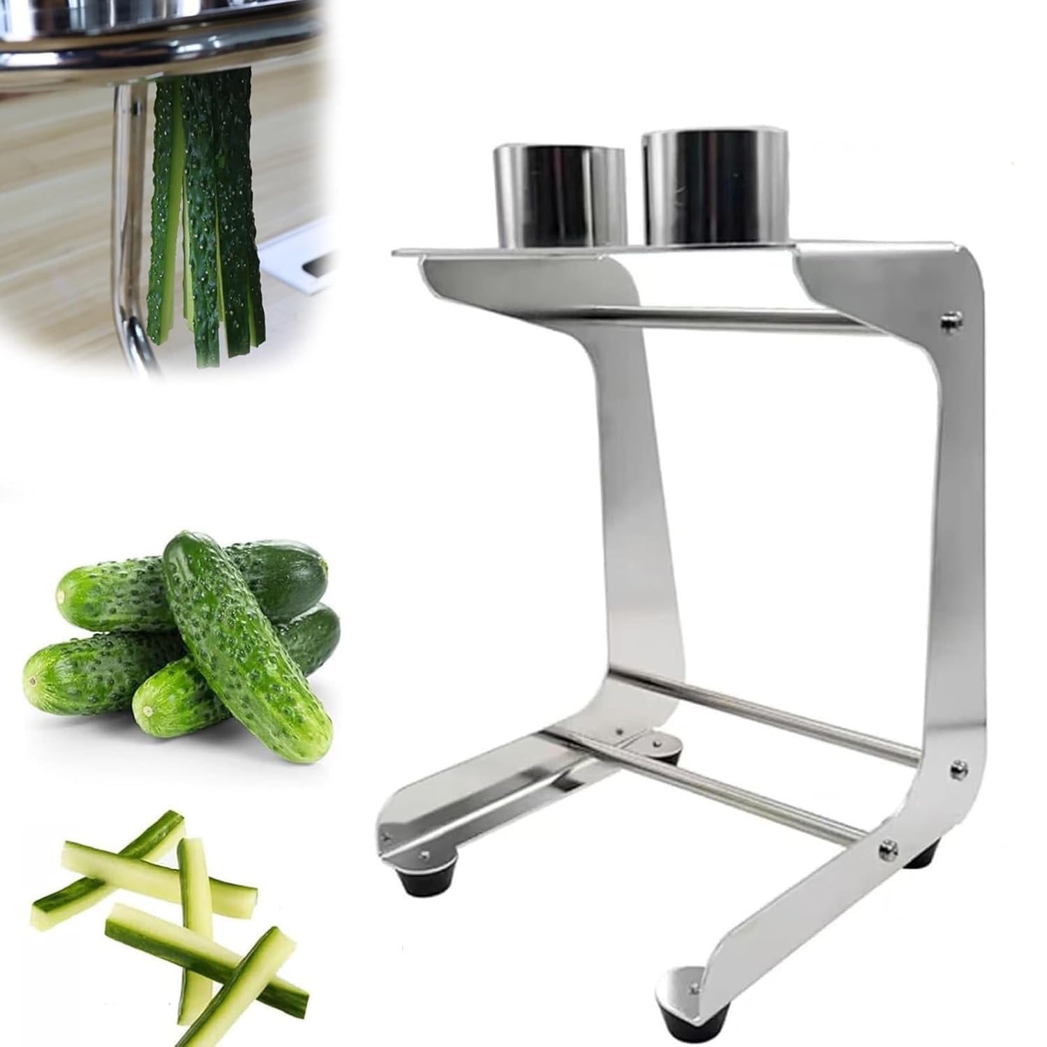 Affettatrice manuale per cetrioli in acciaio inox, con 10 tagli al minuto, diametro ≤ 45 mm, rimovibile per insalate e pasti