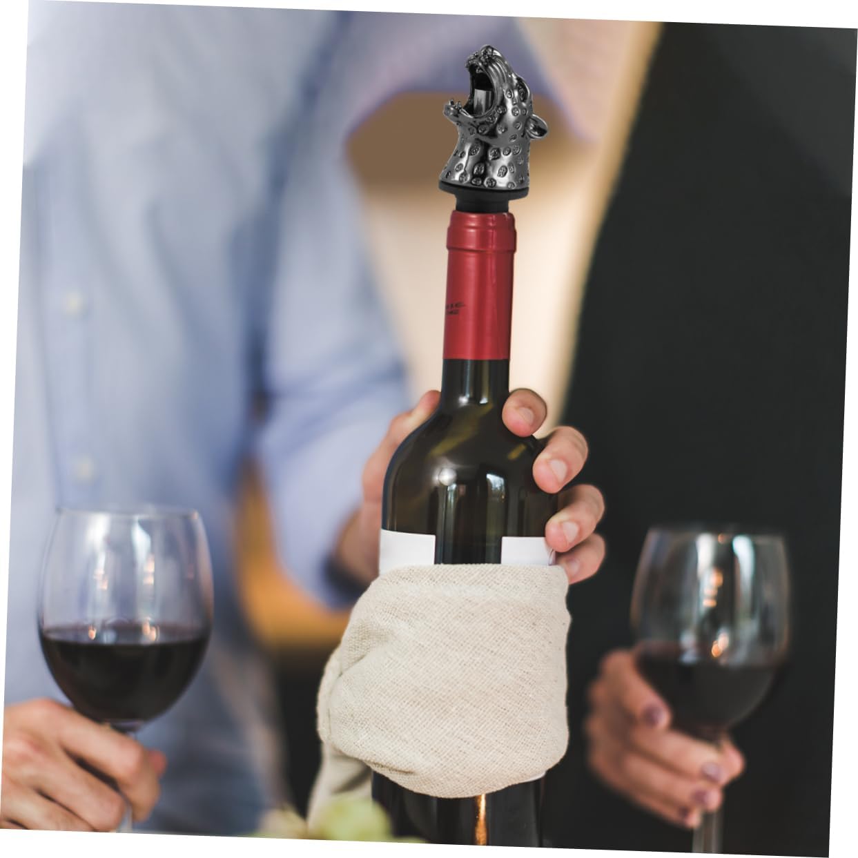 PRETYZOOM Unique Wine Bottle Caps Alloy Leopard Head Wine Pourer Stoppers Simple Design for Parties