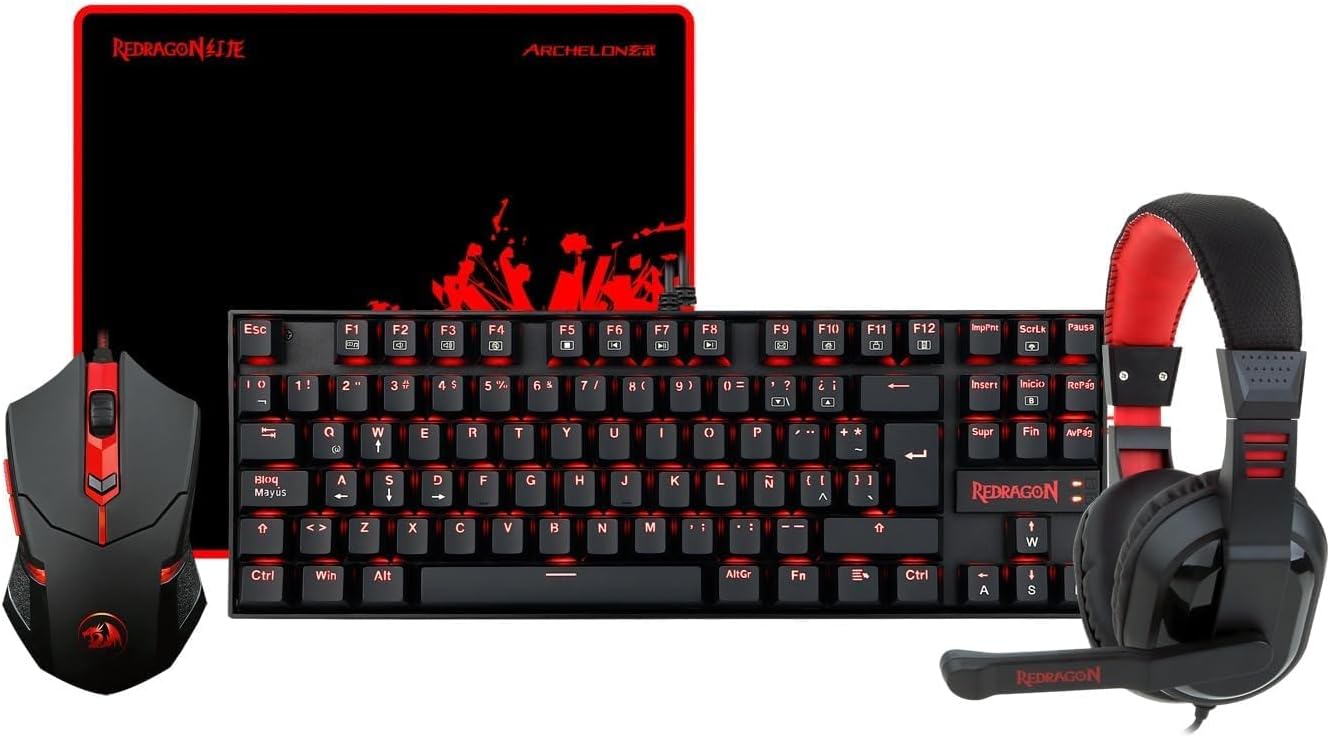 REDRAGON 4 IN 1 COMBO PACK (KUMARA K552 GAMING KEYBOARD, GAMING MOUSE M601 CENTROPHORUS, GAMING MOUSEPAD P001 ARCHELON AND GAMING HEADSET GARUDA K552-BB)