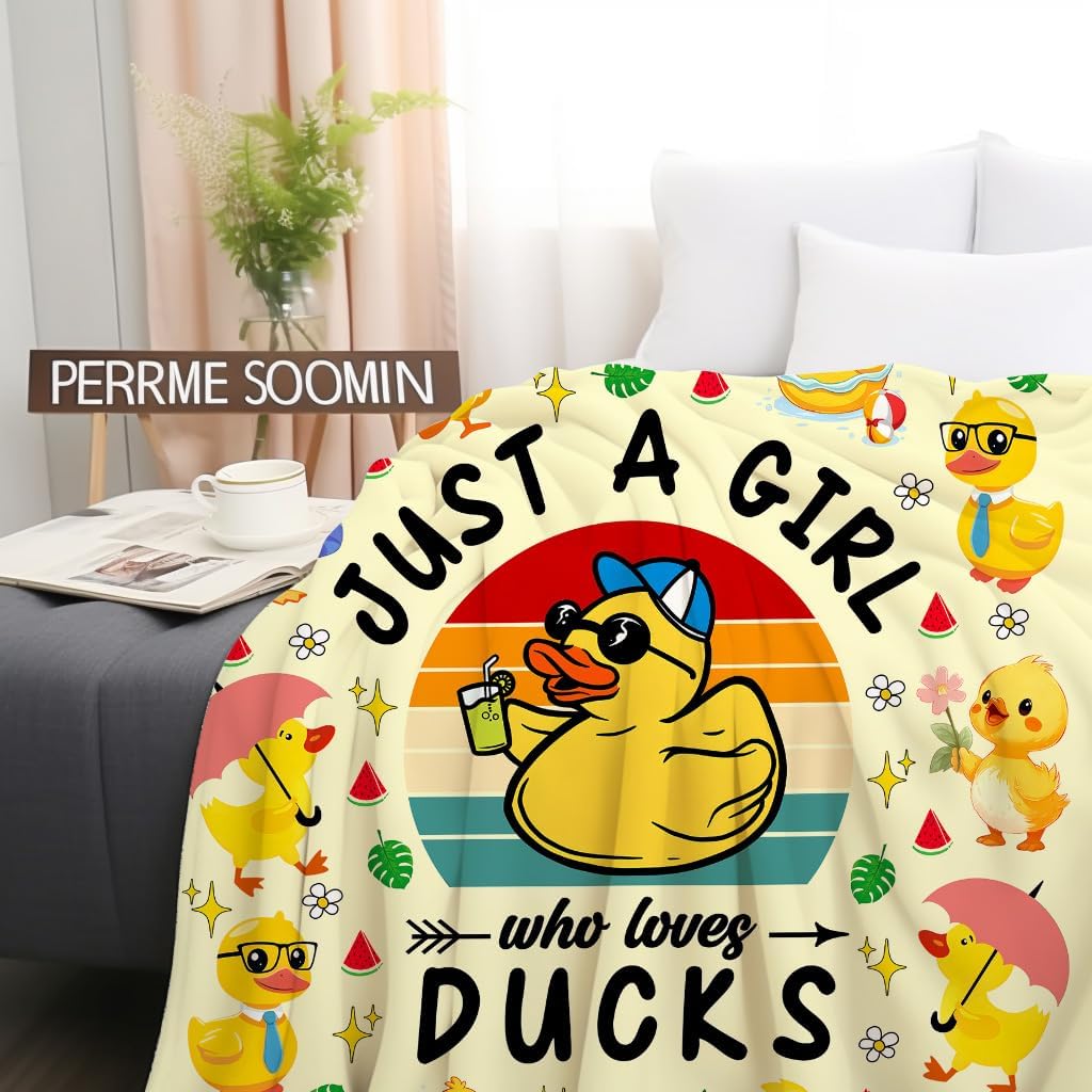 Cute Duck Blanket Ultra Soft Ducks Themed Gifts for Women Kids Boys Girls Cartoon Ducks Decorative Blankets for Bed Chair Couch Bedroom 60"X50"