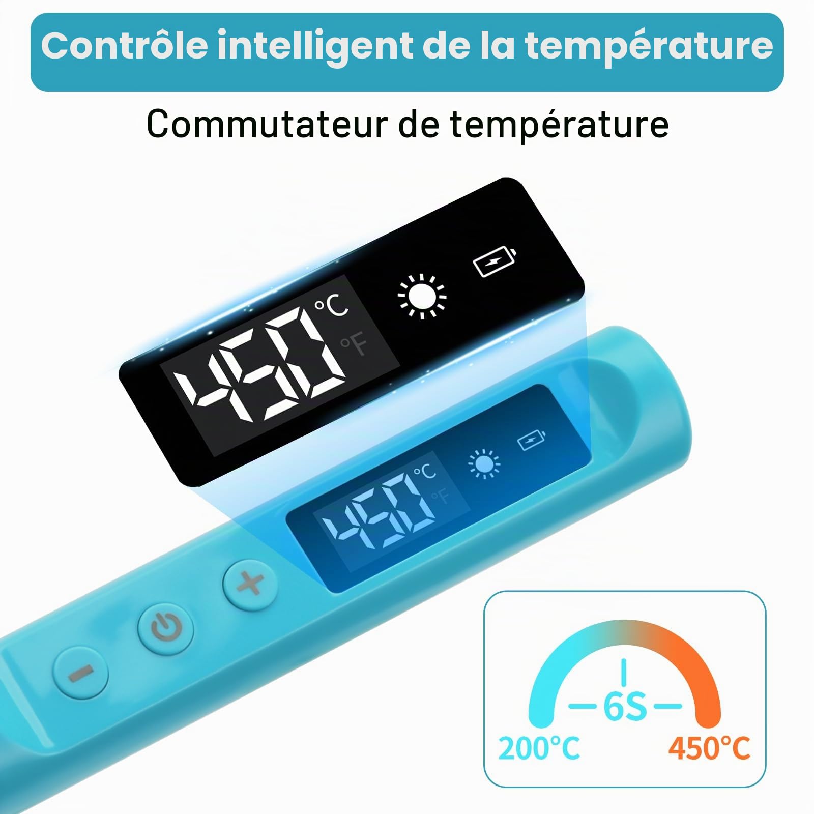 Fer à souder rechargeable USB-C, stylo à souder sans fil portable avec écran LCD, température réglable de 200 °C à 450 °C, avec 3 pointes pour réparation électronique, fabrication de bijoux