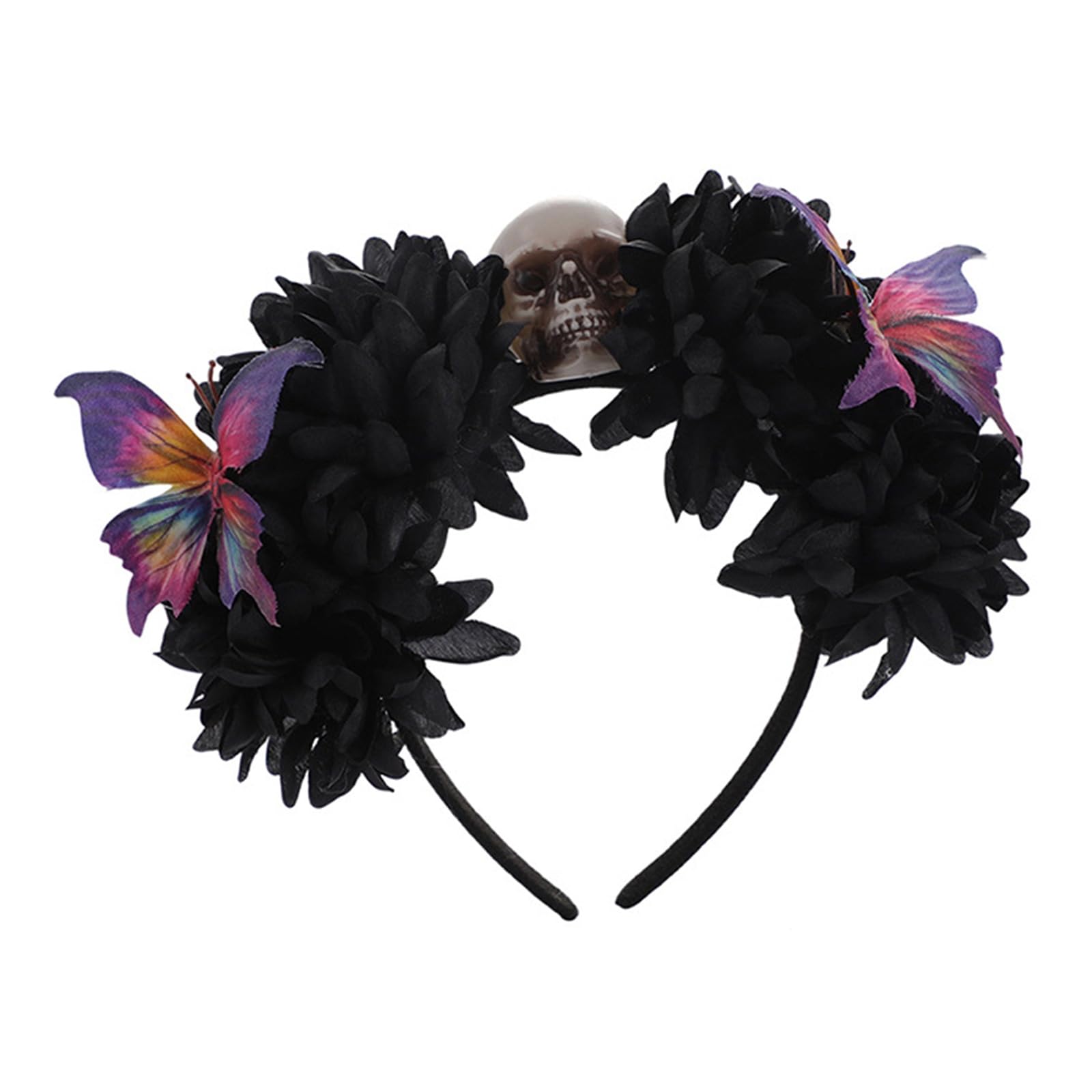 Buxuaaaa Horror Skull Hairband Elastic Headwear for Halloween Costumes, Party Accessory Cosplay Decoration Dark Horror Skull Hair Accessories
