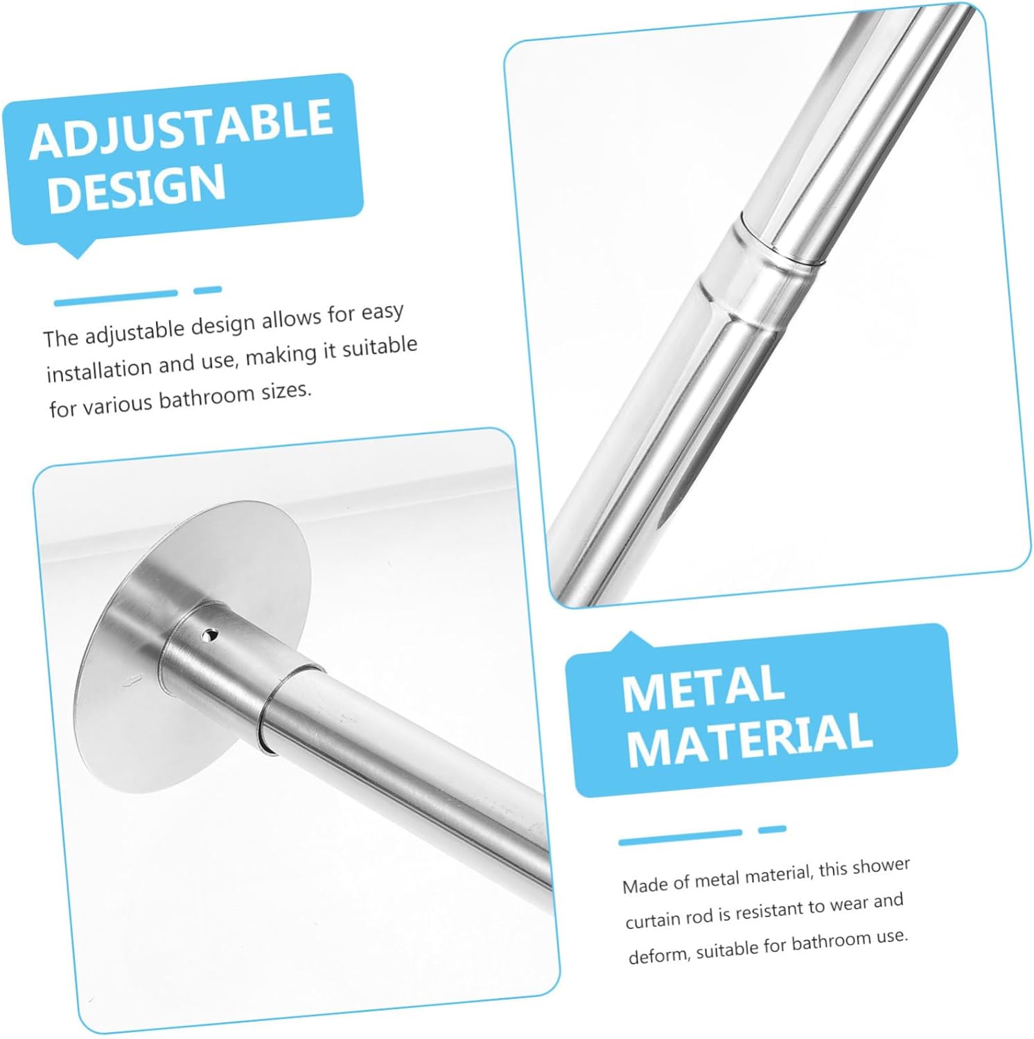 Extendable Shower Curtain Rod Flexible Tension Pole Telescopic Curtain Rod