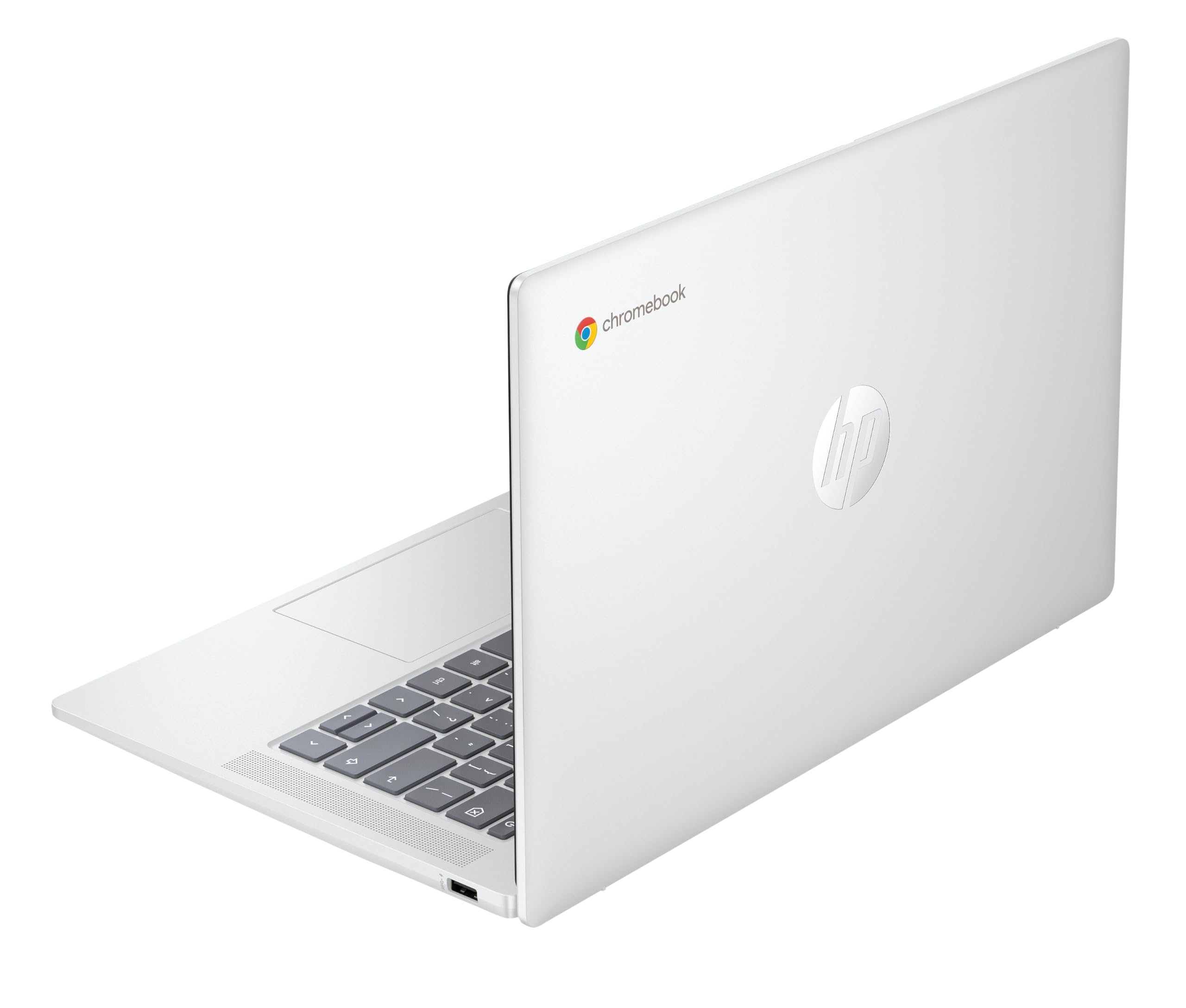 HP Chromebook 14a-nf0001sf Ordinateur Portable 14" HD, PC Portable (Intel Celeron N100, RAM 4 Go, Flash 128 Go, Intel Iris XE, Chrome OS), Laptop Argent, Clavier AZERTY
