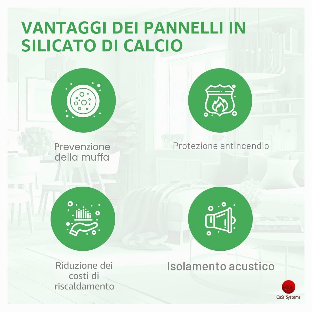 Pannello climatico pre-intonacabile da 25mm in silicato di calcio, antimuffa, per interni, cantina, ambienti umidi, risparmio energetico e isolamento, Set per 12,2 m²