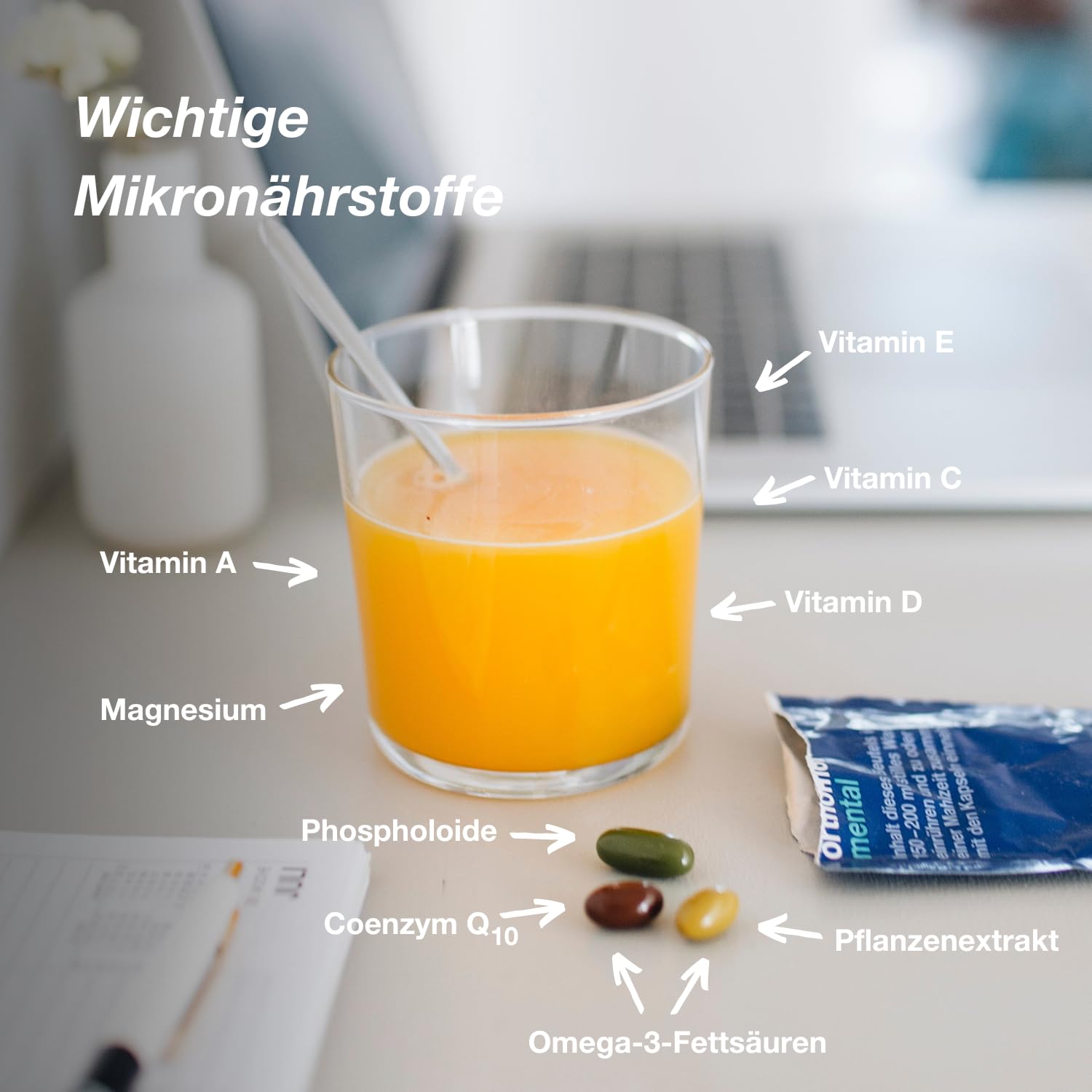 Orthomol Mental - für Gehirn, Konzentration und Gedächtnis - mit Pantothensäure und Omega-3-Fettsäuren - Granulat/Kapseln à 15 x Tagesportionen