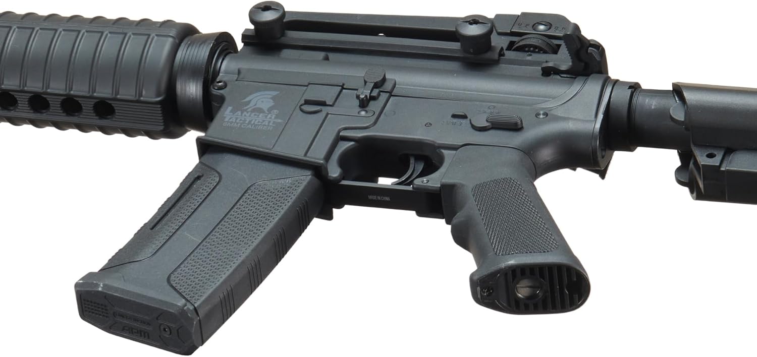 Lancer Tactical Gen 2 Airsoft M4A1 Carbine Polymer AEG Gun w/9.6v Nimh 1600 mAh Battery, Charger, 1000 Rounds 0.20g BBS Included (Black/Tan)